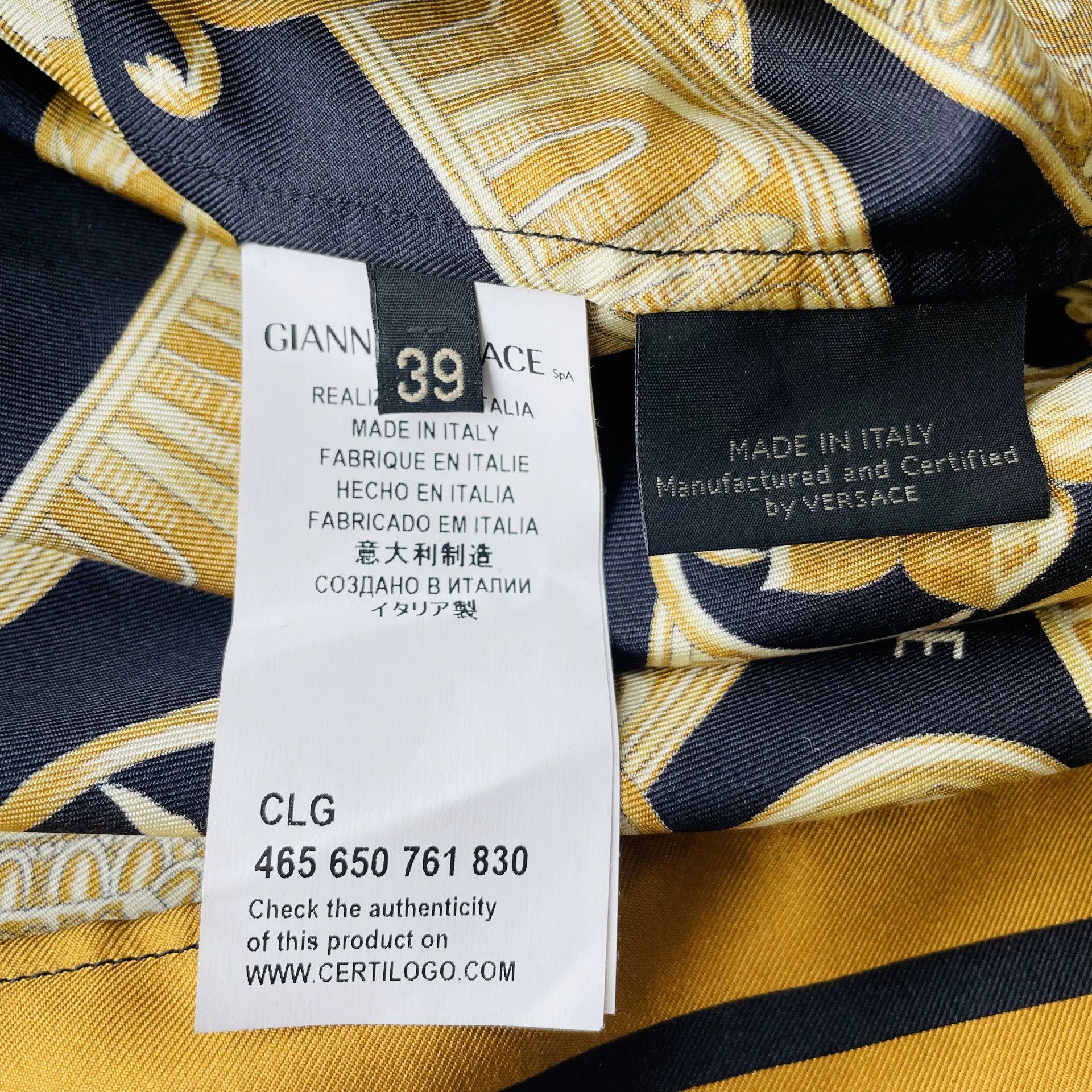 Versace Versace Silk Patterned LS Shirt Men's Black & Yellow 39 Size US M / EU 48-50 / 2 - 6 Thumbnail