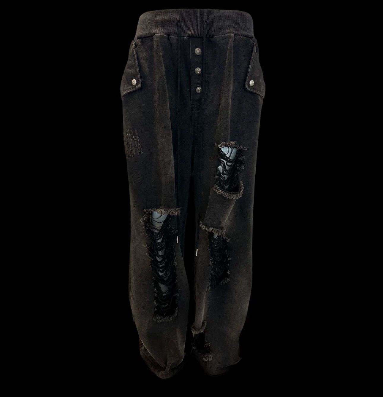 Image of Vintage Le Losange Baggy Distressed Denim in Black, Men's (Size 34)