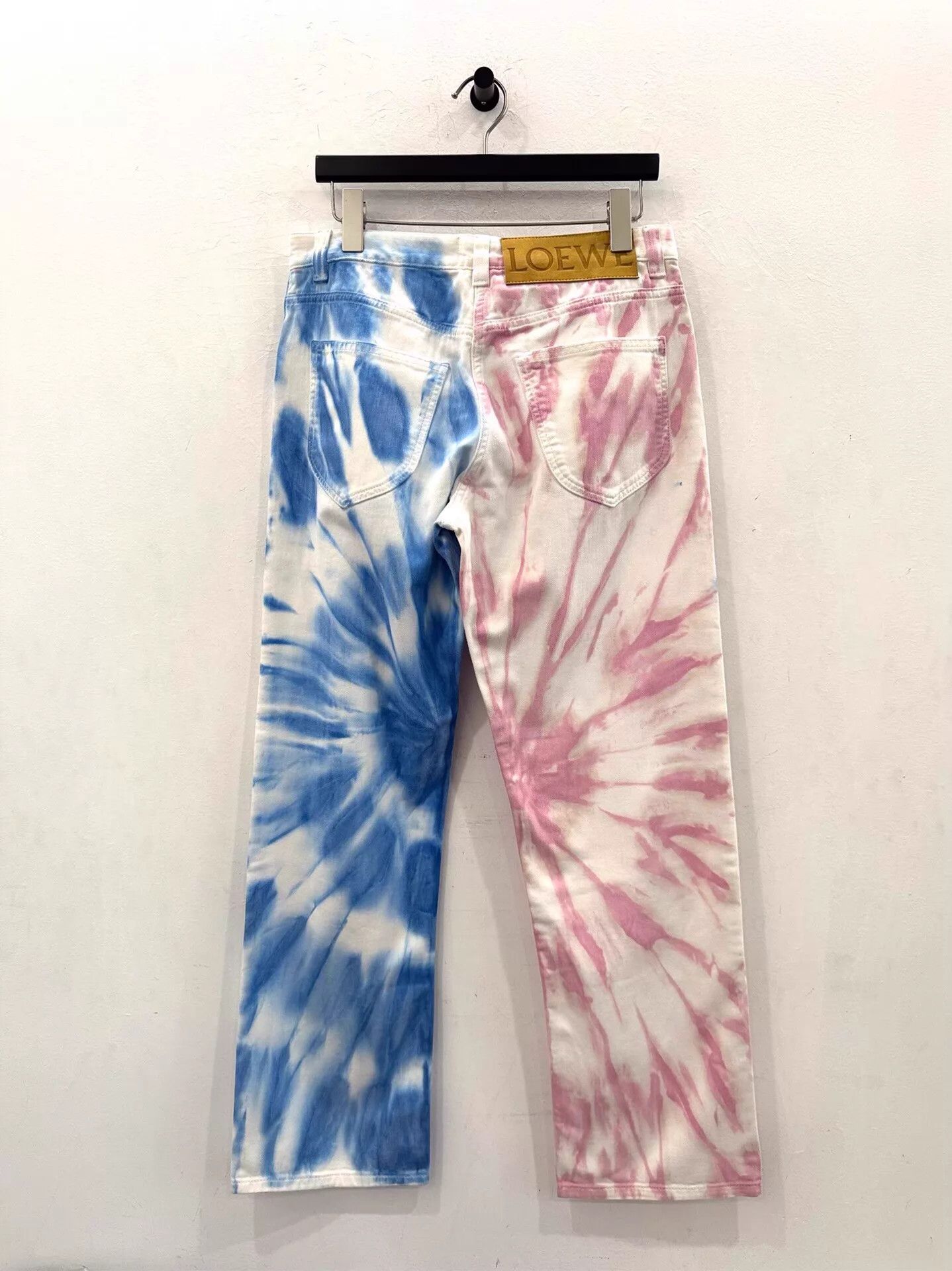 Loewe Loewe women's pink & blue tie-dye leather patch logo jeans Size 26" / US 2 / IT 38 - 3 Thumbnail