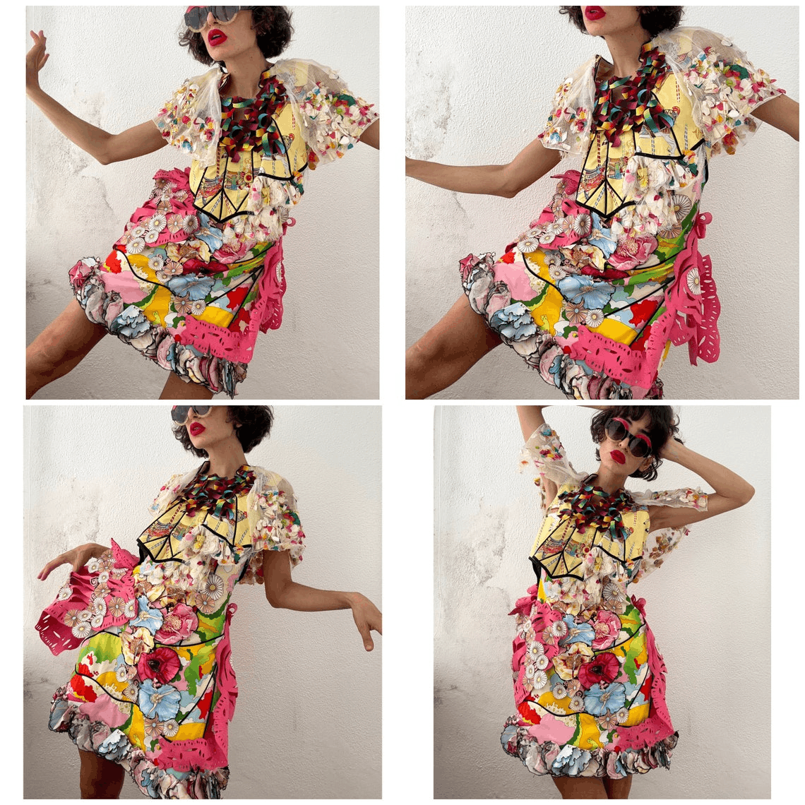 Designer Designer patchwork cotton colorful avant garde mini dress Size M / US 6-8 / IT 42-44 - 4 Thumbnail