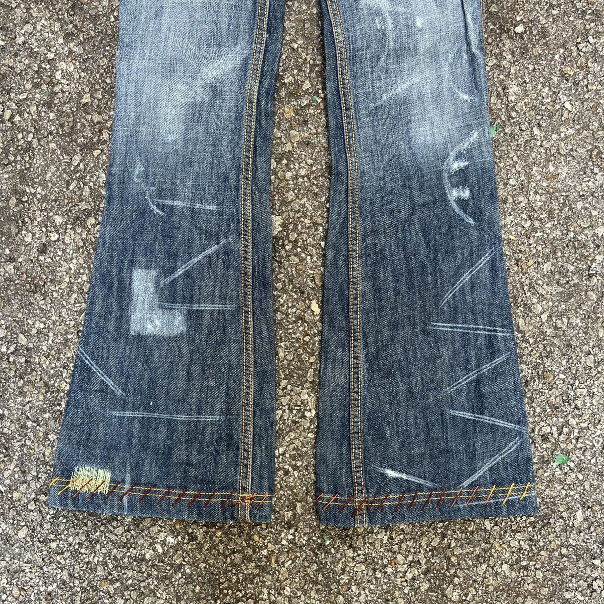 Japanese Brand Flared Antik Denim Embroidery Bootcut Pants Size 25" / US 0 / IT 36 - 3 Thumbnail