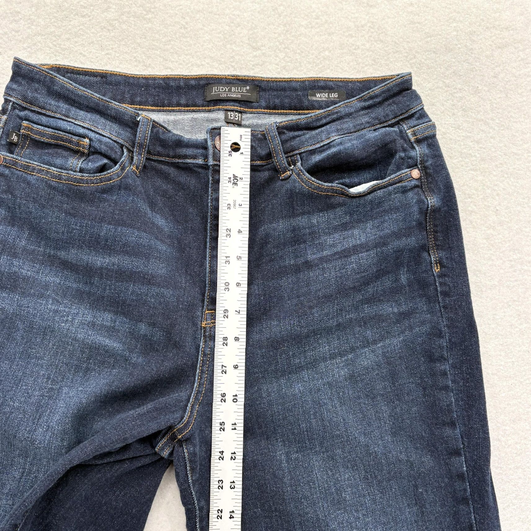 Denime Judy Blue Wide Leg Crop Jeans Womens 13/31 Dark Wash Raw Hem Stretch Denim WWomen’s Regular 31 Dark Blue Denim Jeans Size 24" / US 00 / IT 34 - 7 Thumbnail