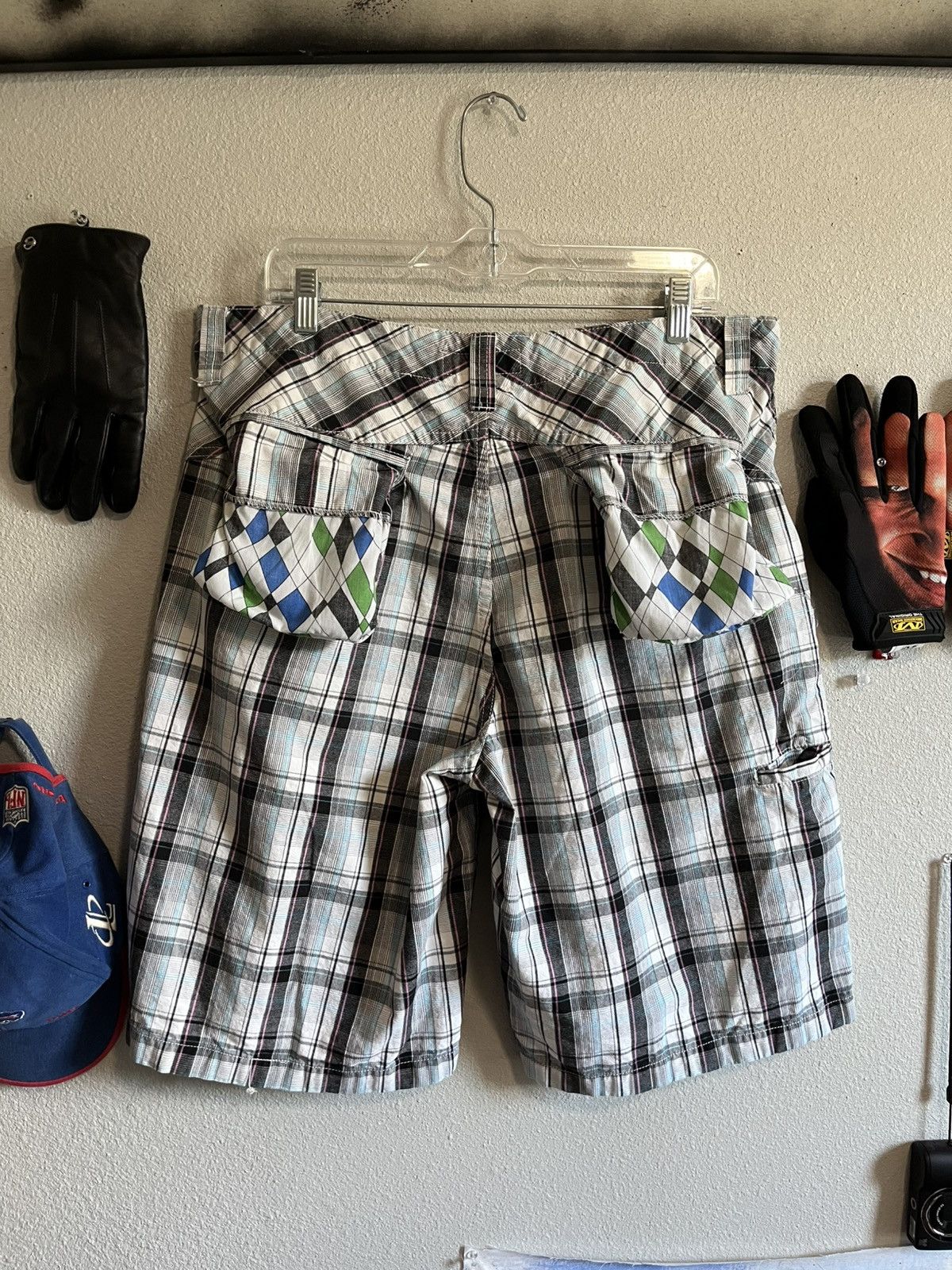 Anchor Blue × Vintage Y2K Anchor Blue Plaid Cargo Shorts – Skater Check Lining –34 Size US 34 / EU 50 - 3 Thumbnail