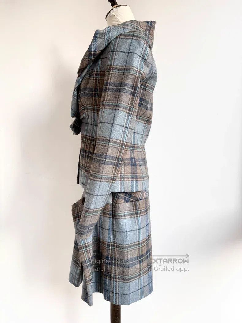 Vivienne Westwood Vivienne Westwood Gray Blue Plaid Irregular Bud Collar Set Size S / US 4 / IT 40 - 4 Thumbnail