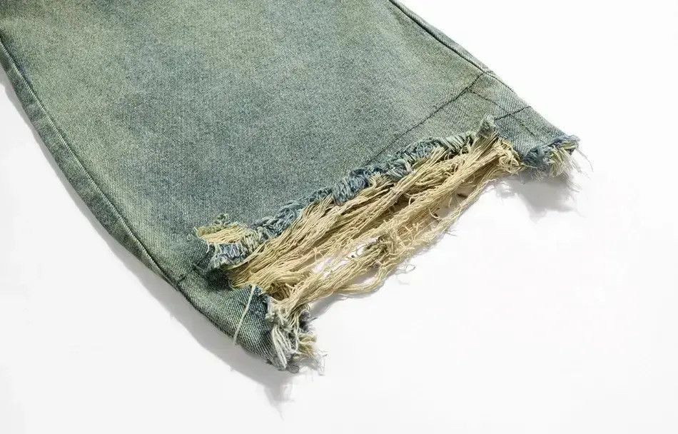 Japanese Brand Rusty Yellow Green Baggy Washed Blue Jeans Size US 32 / EU 48 - 5 Thumbnail