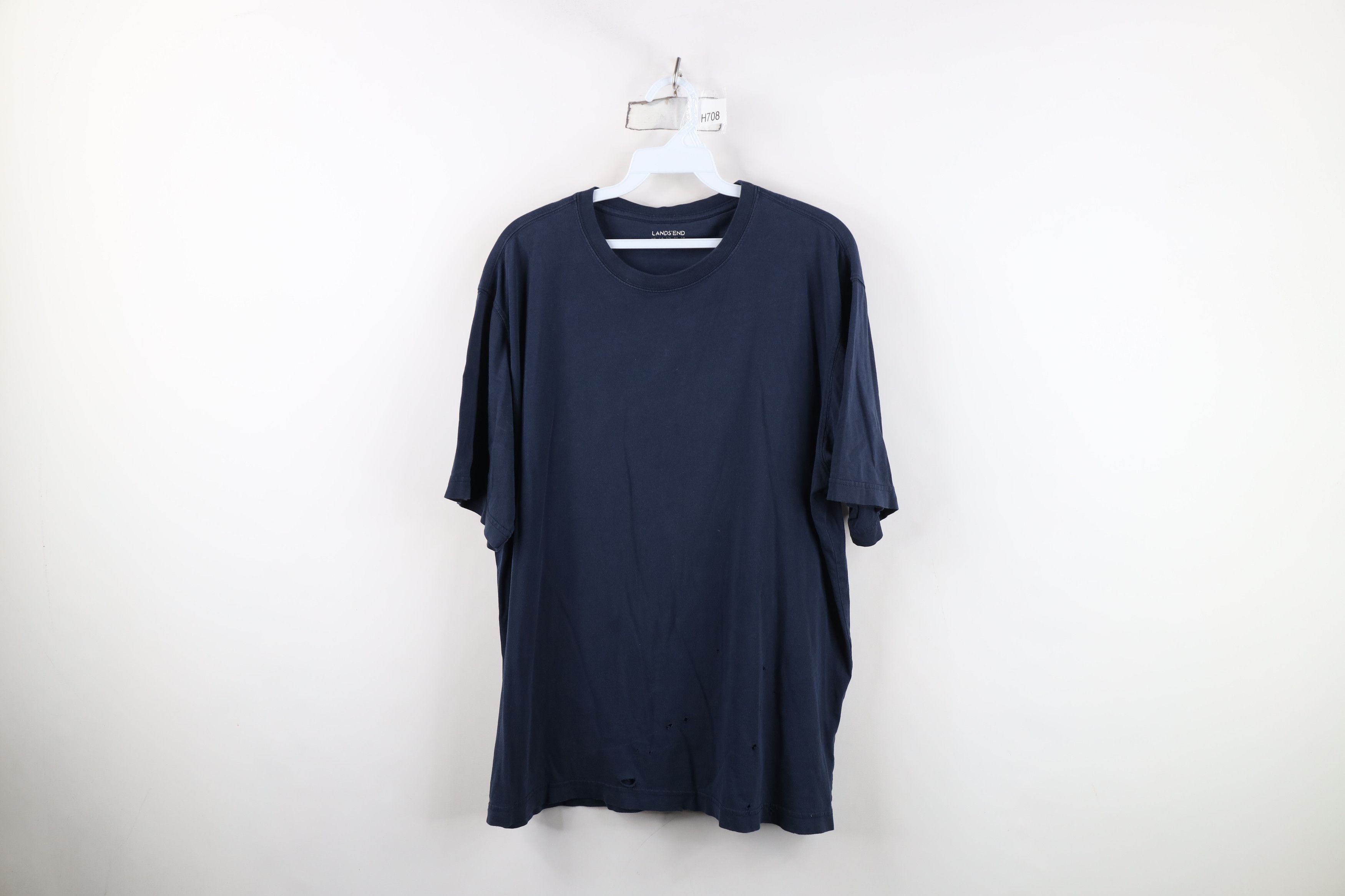 Lands' End Vintage Y2K Lands End Blank Short Sleeve T-Shirt Blue Cotton Size US XL / EU 56 / 4 - 1 Thumbnail