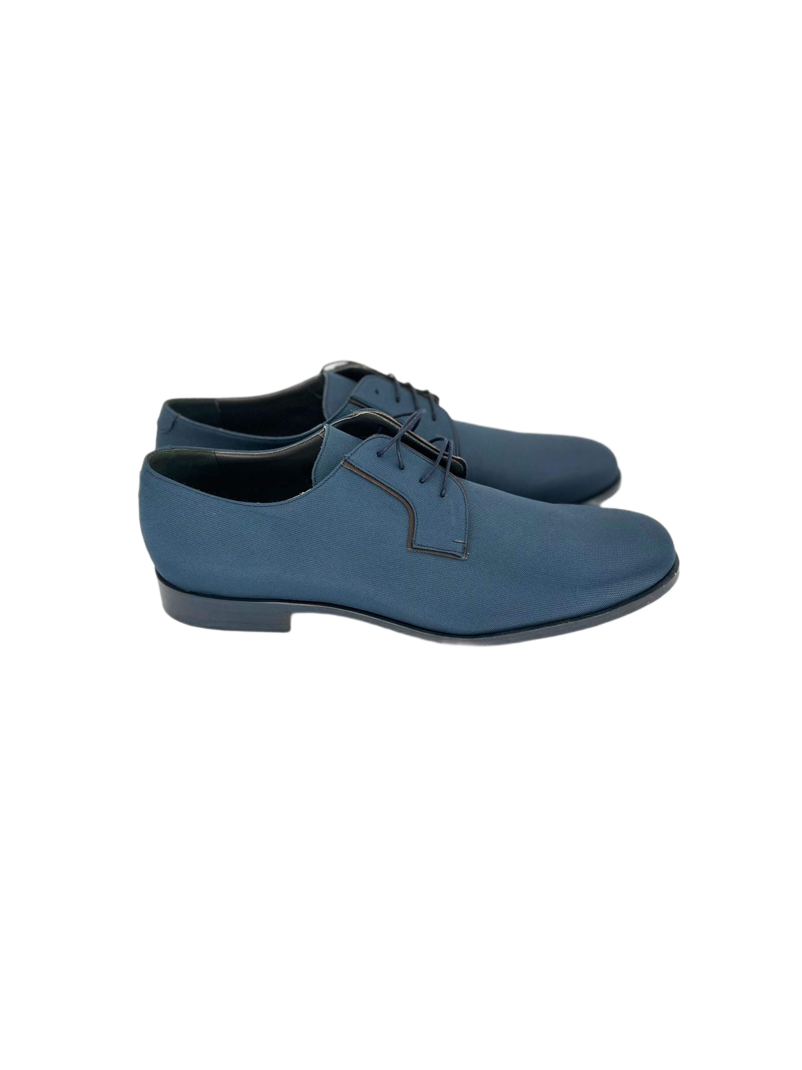 Lanvin Lanvin Blue Nylon Weave Derby Shoe Size US 11 / EU 44 - 2 Thumbnail