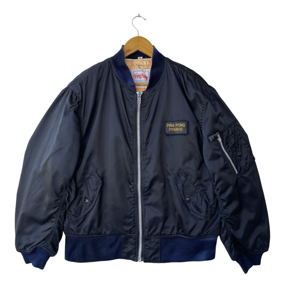 Buzz Rickson's 90s Ping Pong France Eagle Chenille Patch MA-1 Bomber Jacket Size US M / EU 48-50 / 2 - 3 Thumbnail