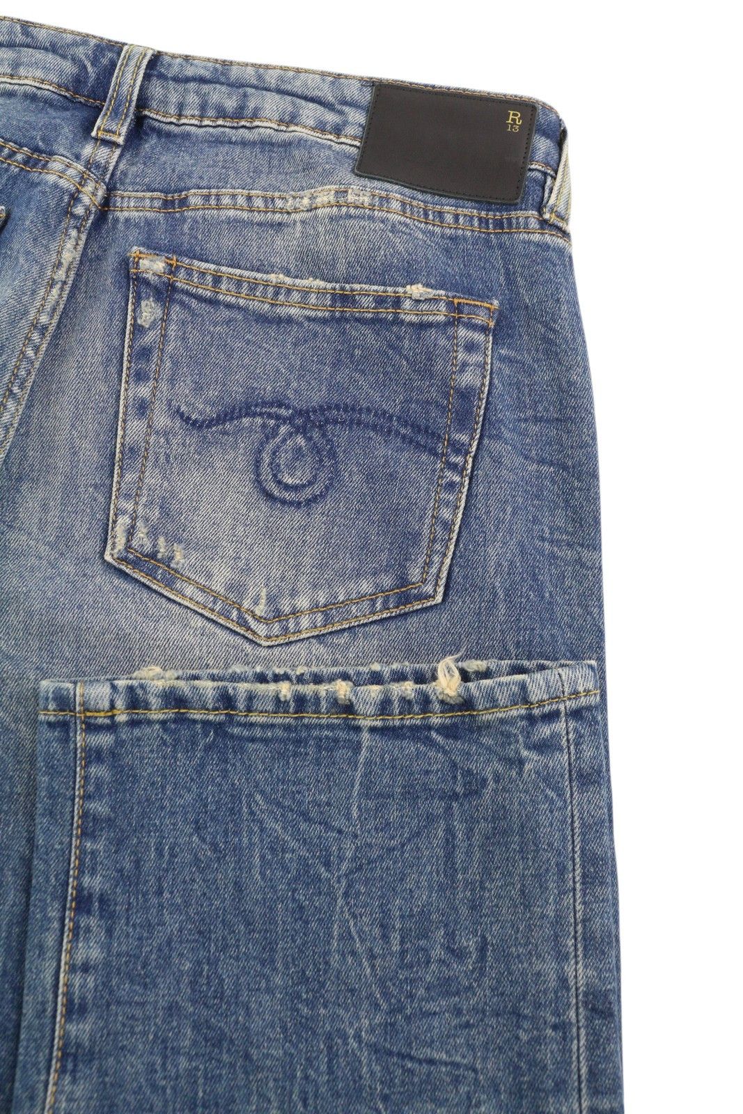 R13 BOY STRAIGHT 27 Cropped Ankle Washed Blue Kelly 84444 Size 27" / US 4 / IT 40 - 6 Thumbnail