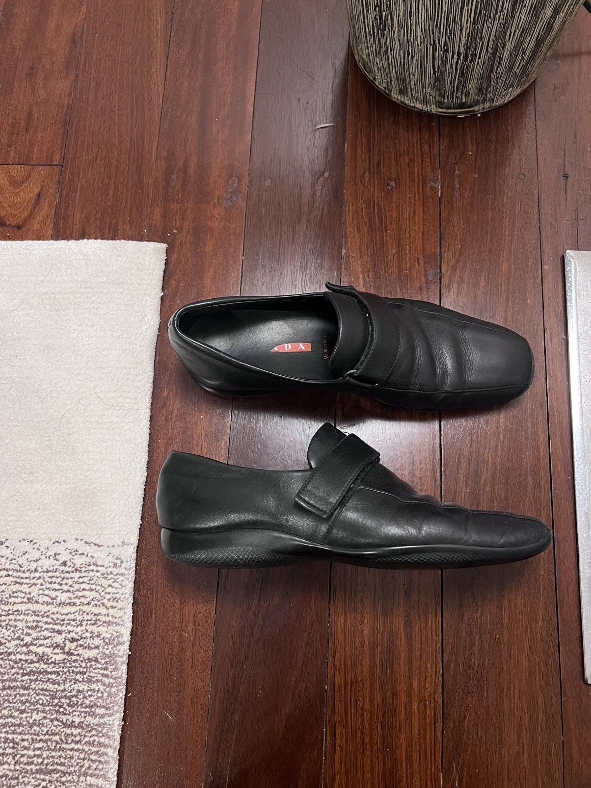 Prada Prada Sport Square-Toe Leather Velcro Shoes | Grailed