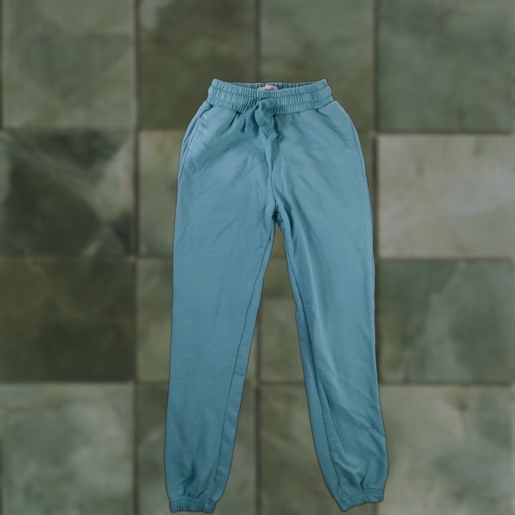 Vintage PULL BEAR Sweatpants Womens XS Teal Jogger Elastic Waist Drawstring Pockets Size 26" / US 2 / IT 38 - 1 Thumbnail