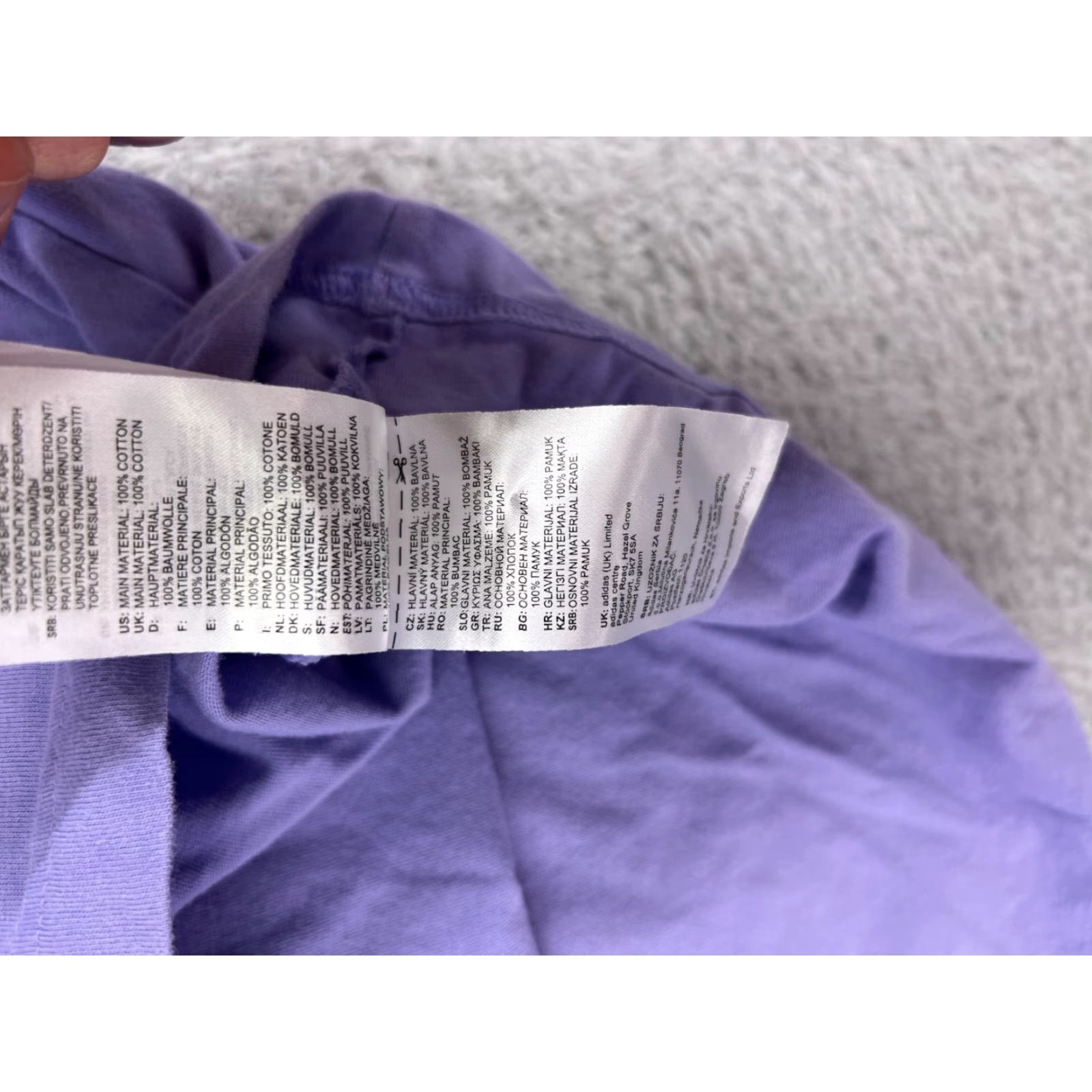Adidas VINTAGE? No. Adidas Shirt Womens Small Purple Oversize Spellout Trefoil 100% Cotton 3 Stripe Size S / US 4 / IT 40 - 5 Thumbnail