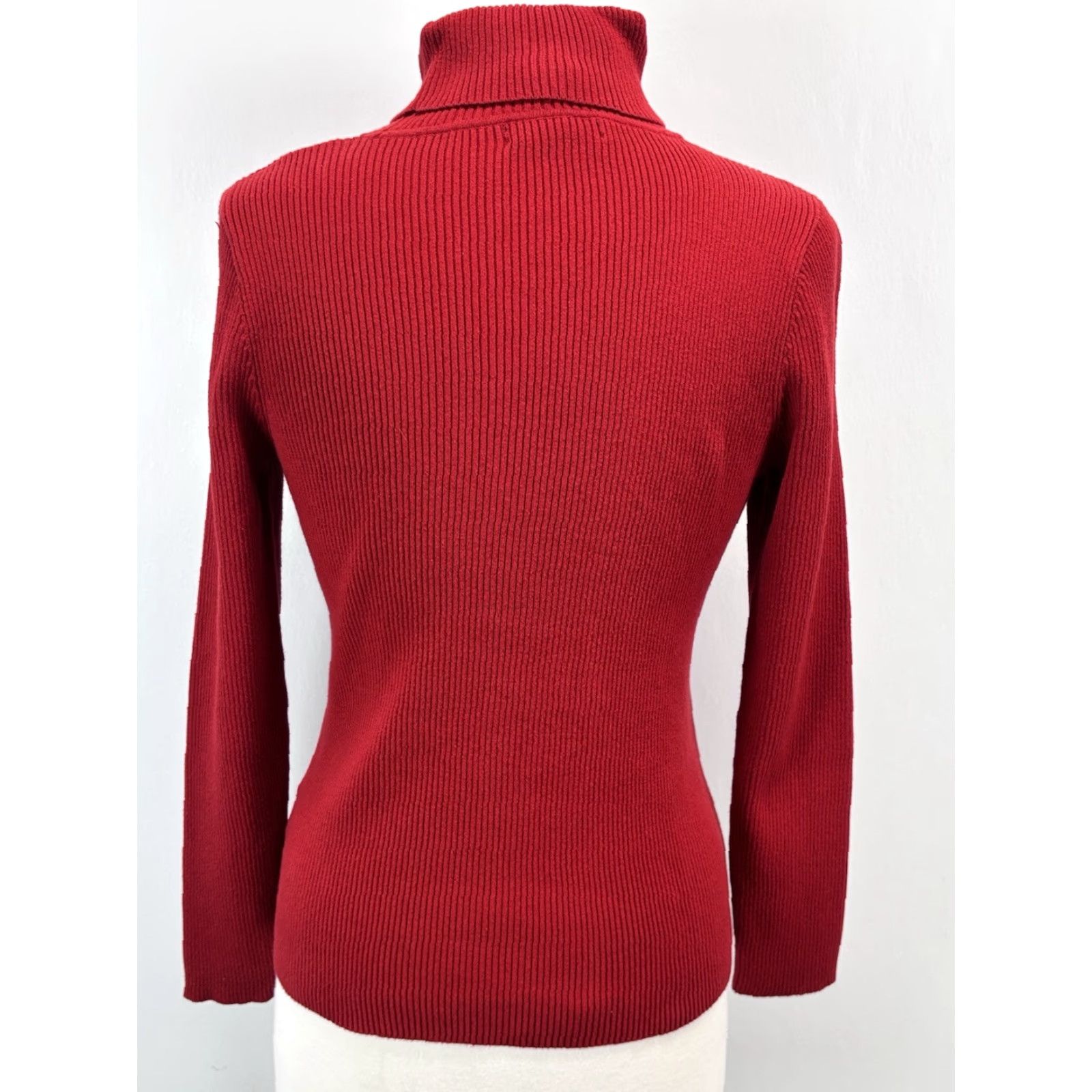 Ralph Lauren VINTAGE Lauren Ralph Lauren Ribbed Turtleneck Sweater Large Red 90s Preppy Womens Size L / US 10 / IT 46 - 3 Thumbnail