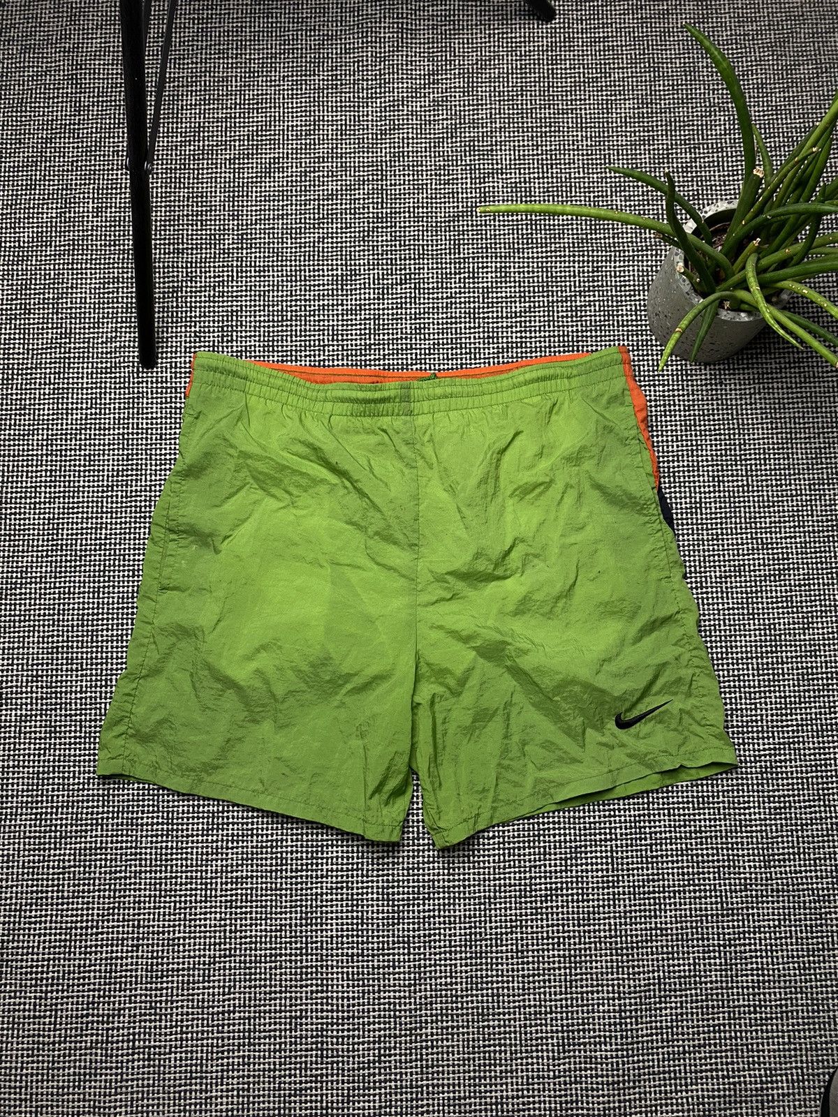Nike × Vintage Nike vintage Big swoosh shorts y2k drill Size US 31 - 2 Thumbnail