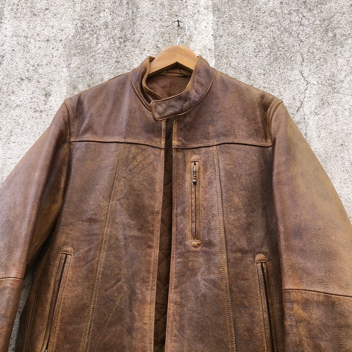 Vintage Vintage 90s Cow Real Leather Rider's Jacket By Uniqlo Size US M / EU 48-50 / 2 - 9 Thumbnail