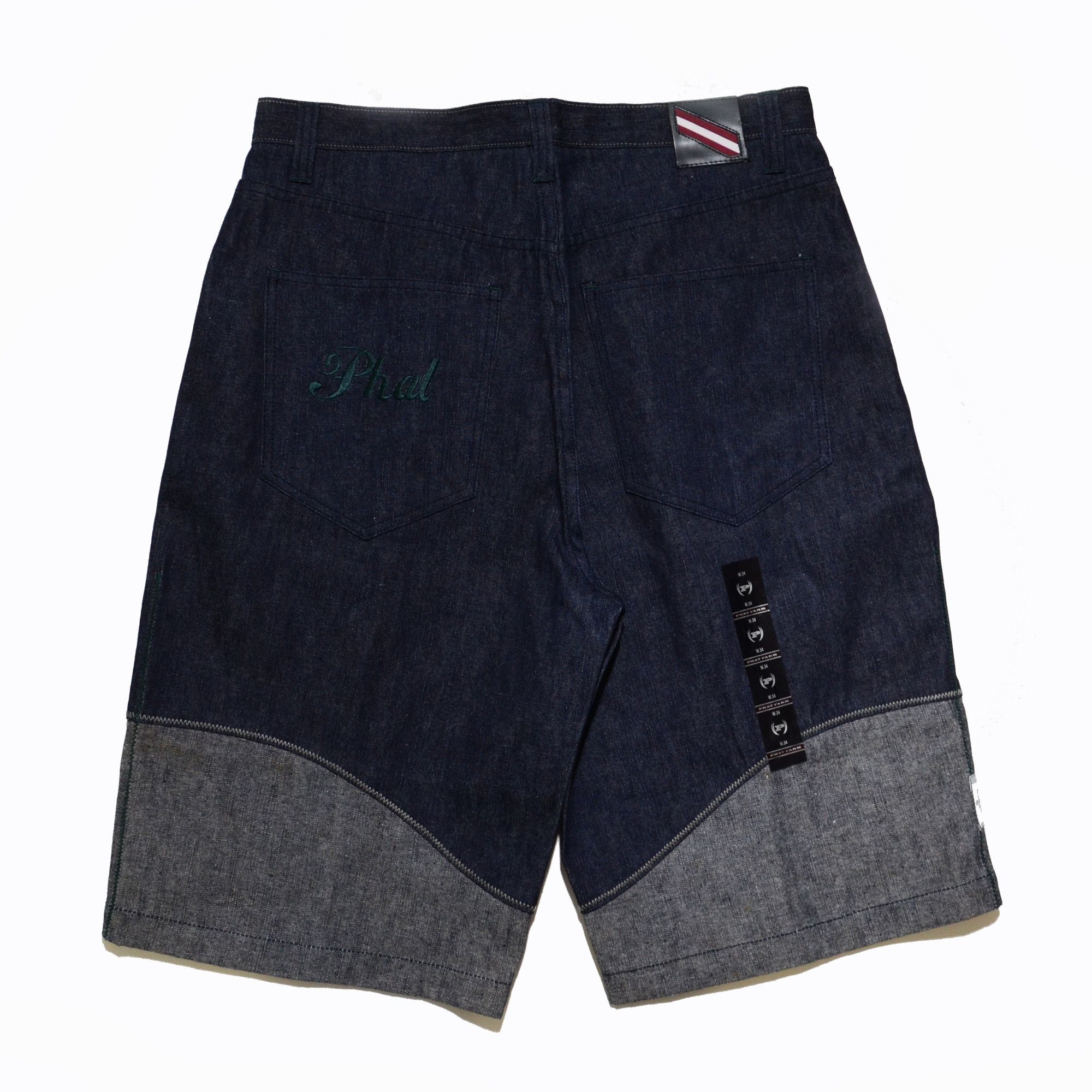 Phat Farm PF Jorts Raw Denim Rare Design 90s Hiphop Streetwear Size US 34 / EU 50 - 2 Thumbnail