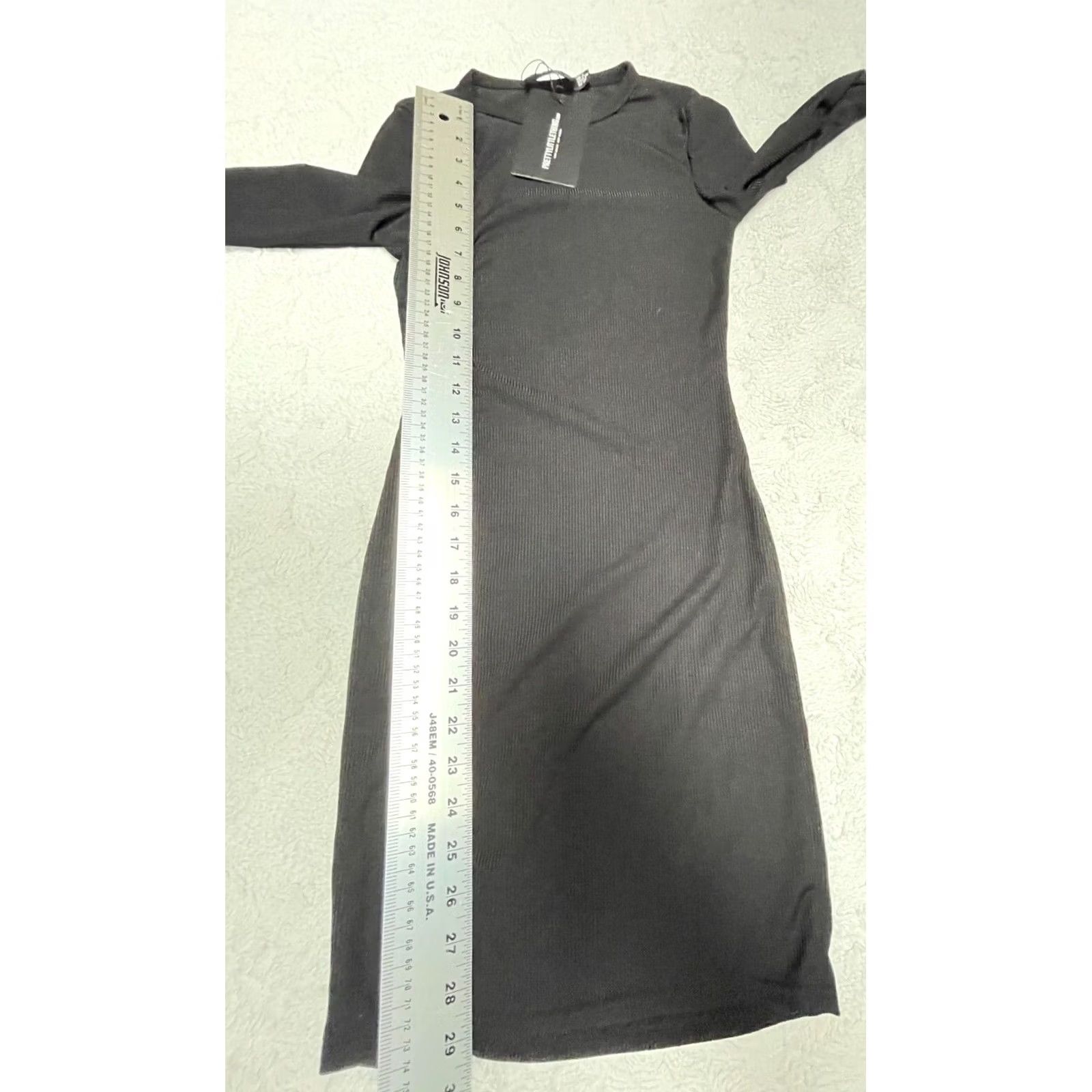PrettyLittleThing PRETTYLITTLETHING Womens Dress Black Long Sleeve Ribbed Mini Casual Size 00 Size XXS / US 00 / IT 34 - 7 Thumbnail