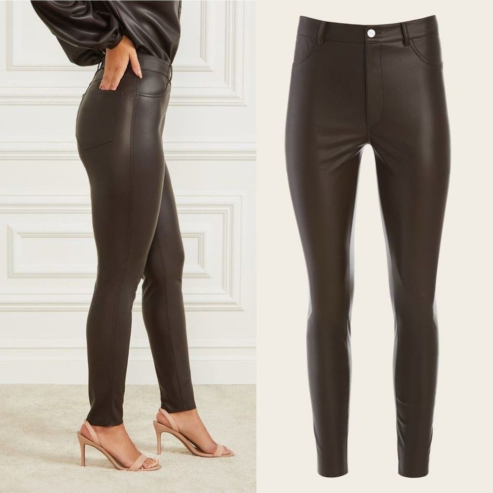 Guess NWT New $200 Guess Marciano Nova Faux-Leather Skinny Brown Size 26" / US 2 / IT 38 - 2 Thumbnail