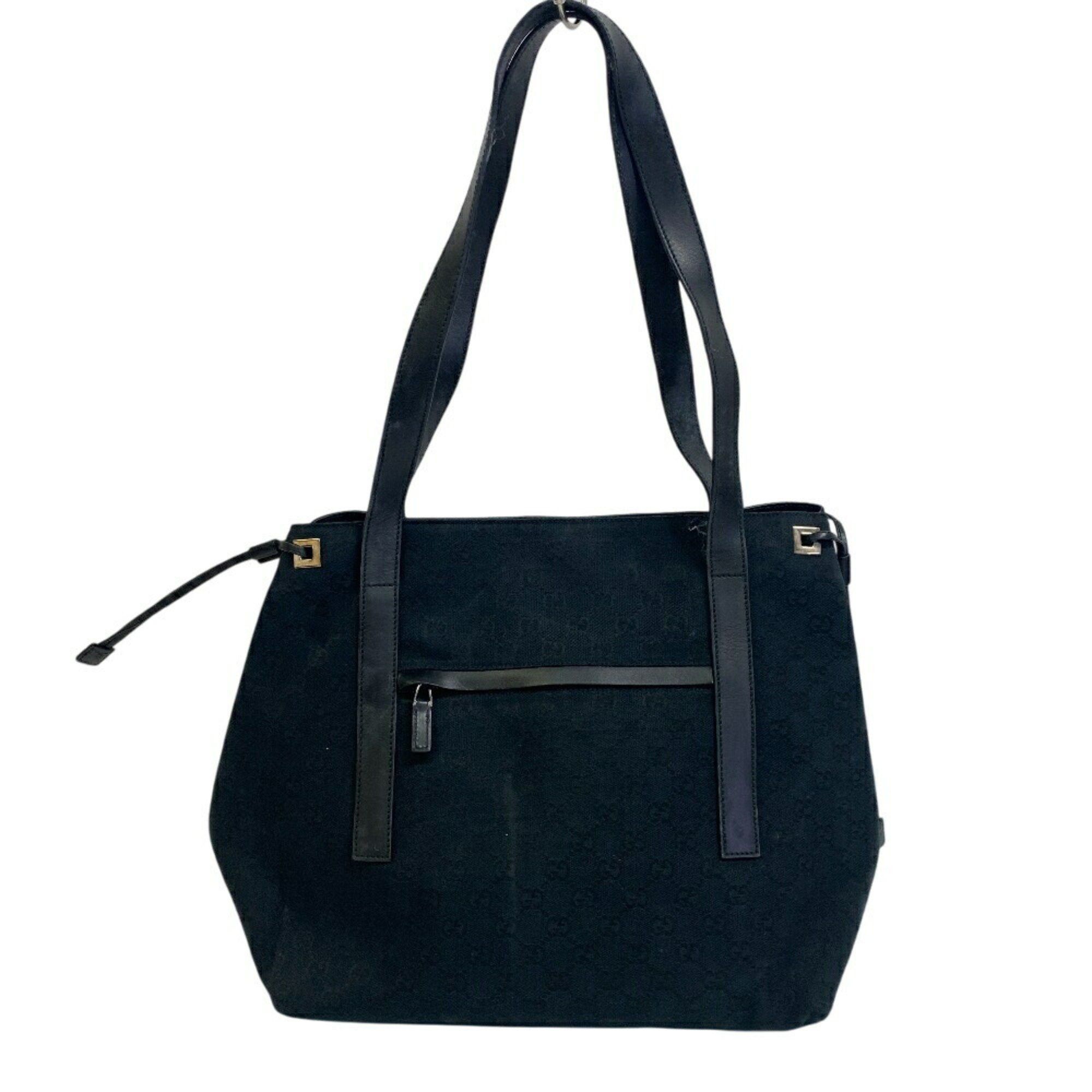 GUCCI 019 0493 Shoulder Bag GG Canvas Tote Black Unisex