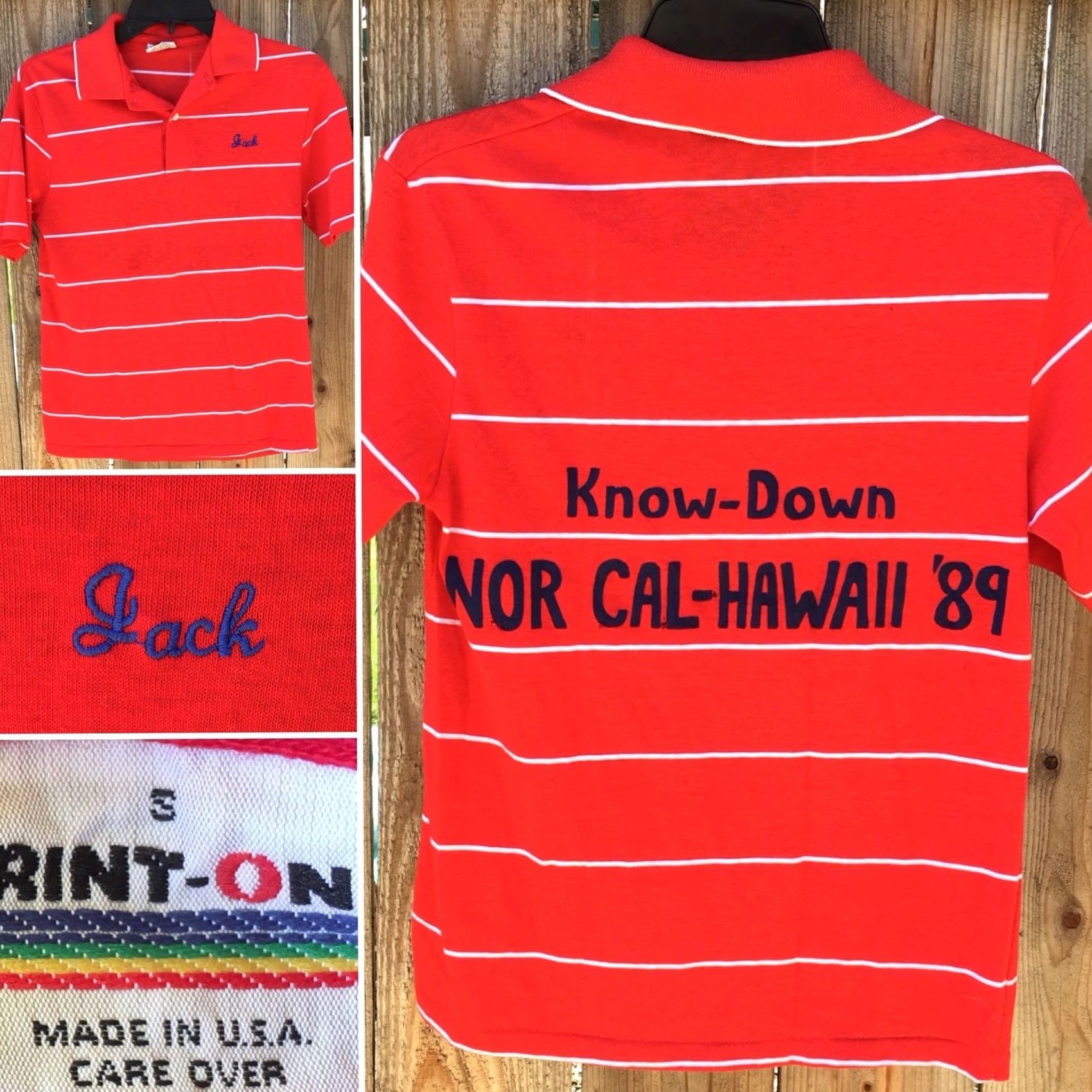 Vintage VINTAGE NOR CAL-HAWAII ‘89 Know-Down Polo Shirt S Jack 80s 1980s Red Stripe Print-Ons Nike Shirt Size US S / EU 44-46 / 1 - 5 Thumbnail