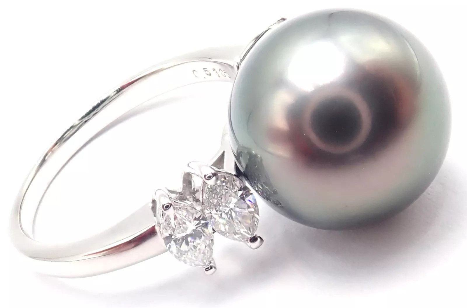 Mikimoto Authentic! Mikimoto Platinum Tahitian Pearl Diamond Ring Size ONE SIZE - 3 Thumbnail