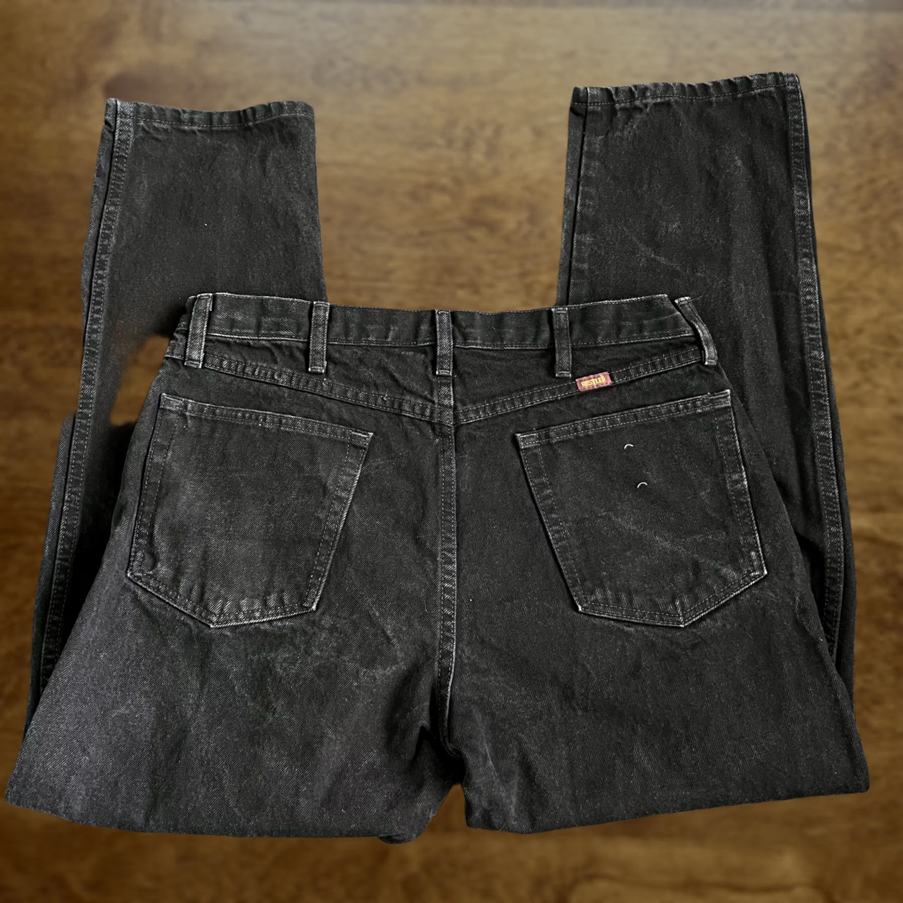 Denime VINTAGE Rustler Jeans Mens 36x29 Black Denim Regular Fit Straight Dark Wash Jeans Mens Regular 36x29 Black Denim Rustler 87619CB Size US 36 / EU 52 - 1 Thumbnail