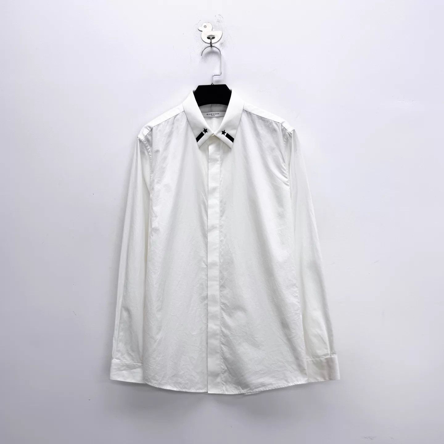 Givenchy Givenchy White Striped Star Logo Long Sleeve Shirt 39 Unisex Size US M / EU 48-50 / 2 - 1 Thumbnail