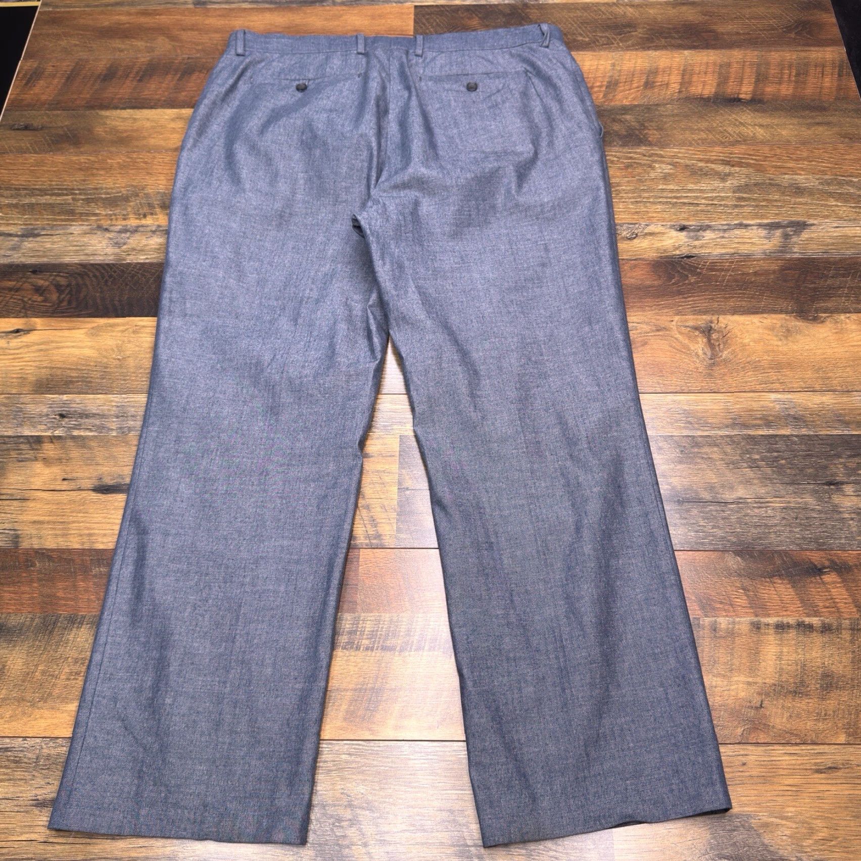 Banana Republic Banana Republic Pants Slim Men 38x30 Blue Chambray Mid Rise Chino Flat Front Slim Fit Straight Pant Mens Regular Size US 38 / EU 54 - 2 Thumbnail