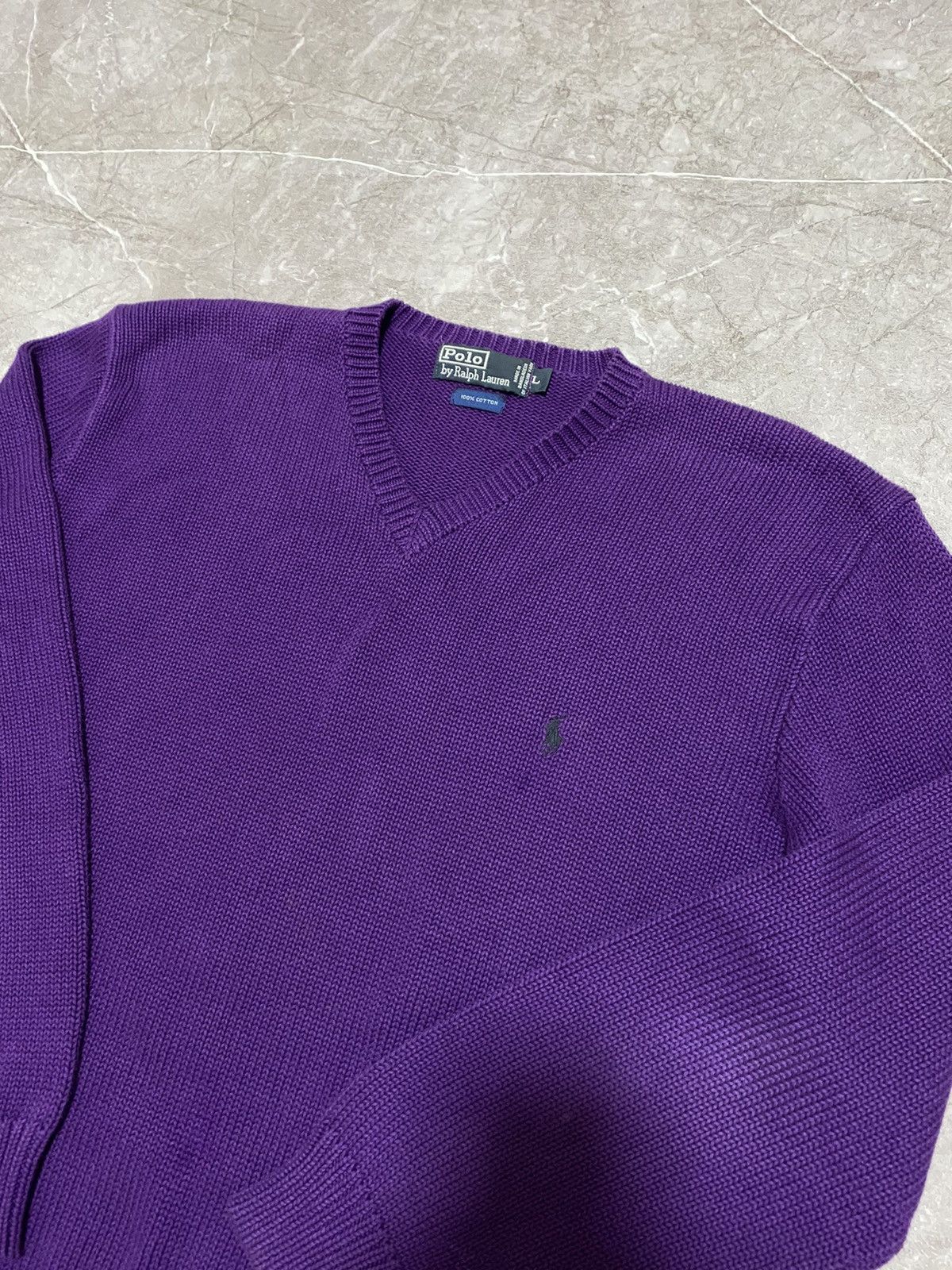 Polo Ralph Lauren × Ralph Lauren × Vintage Vintage Y2K Polo Ralph Lauren Purple V-Neck Sweatshirt 90s Size US L / EU 52-54 / 3 - 4 Thumbnail