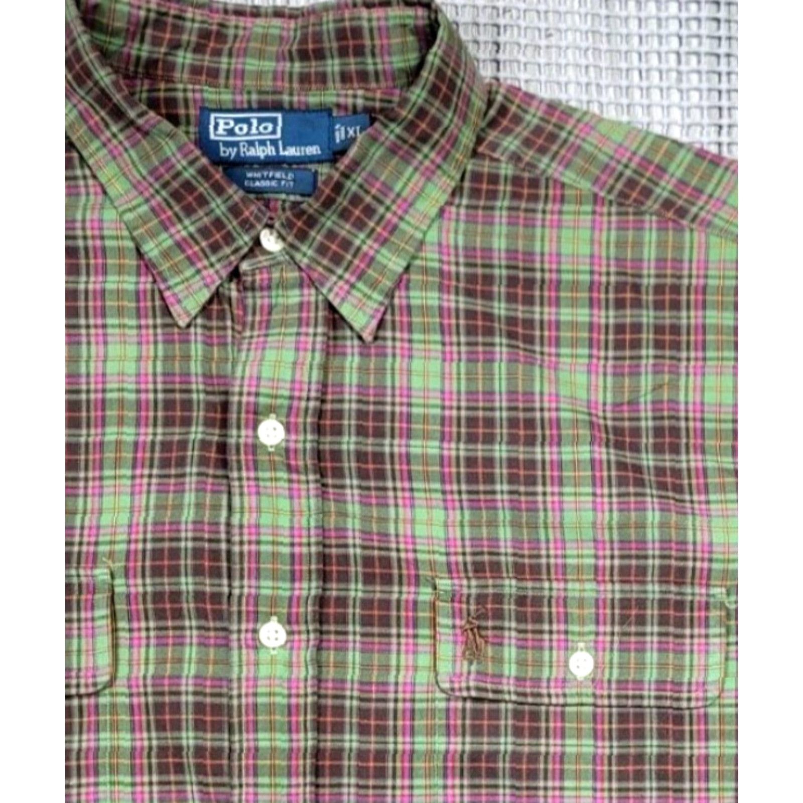 Polo Ralph Lauren VINTAGE Polo Ralph Lauren Men XL Whitfield Plaid Button Up Classic Long Sleeve Shirt Size US XL / EU 56 / 4 - 3 Thumbnail