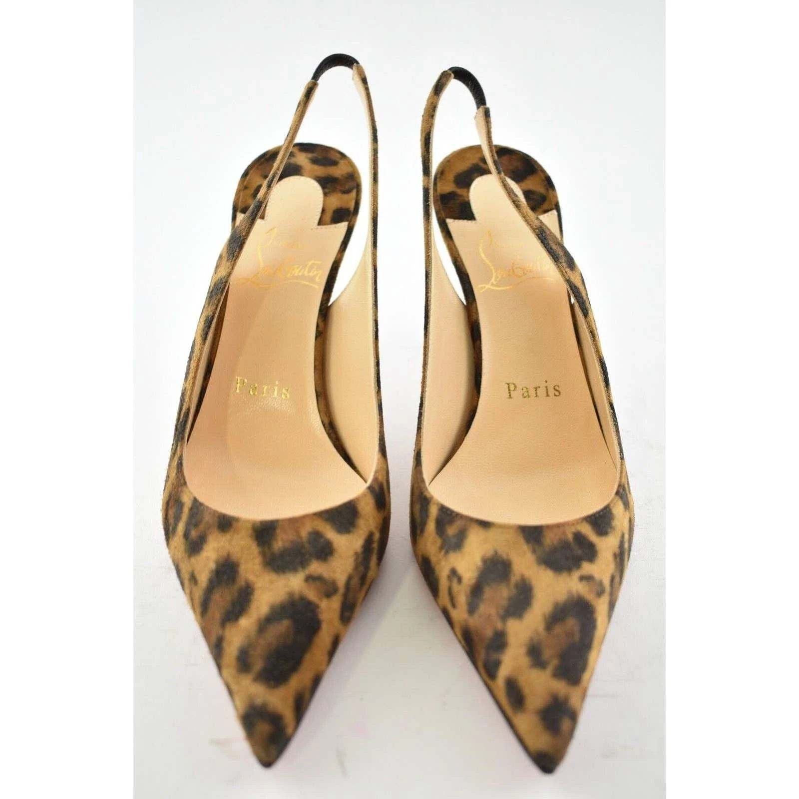 Christian Louboutin Christian Louboutin Clare Sling 80 Brown Black Leopard Size US 5.5 / IT 35.5 - 5 Thumbnail