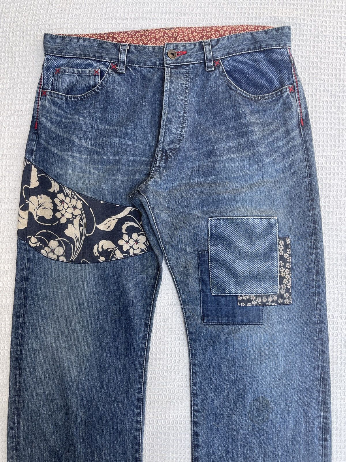 Karakuri Tamashii Last🔥Vtg Japan Brand Eternal Patchwork Jeans Karakuri Style Size US 34 / EU 50 - 4 Thumbnail