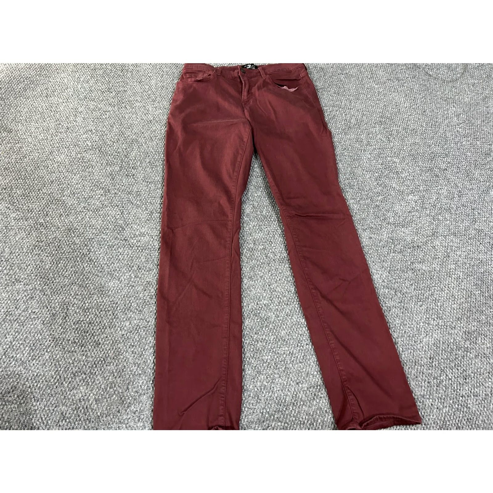 7 For All Mankind 7 For All Mankind Jeans Mens 33x33 Slim Straight burgundy stretch Denim 5-Pocket Design Logo Red Dark Cotton Slim Regular Jeans Mens Size US 33 - 2 Thumbnail