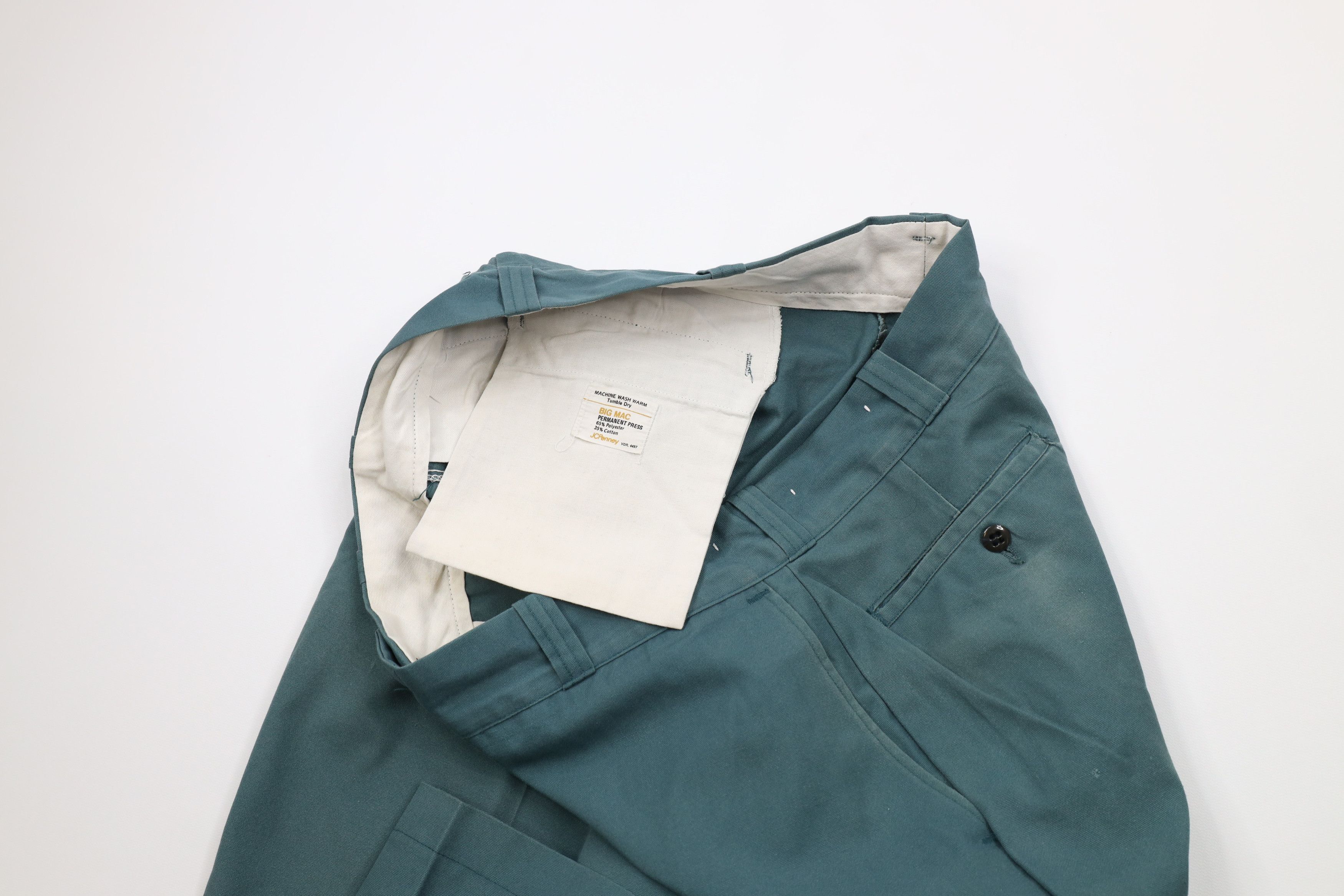 Vintage 70s Big Mac Mechanic Work Wide Leg Pants Green USA