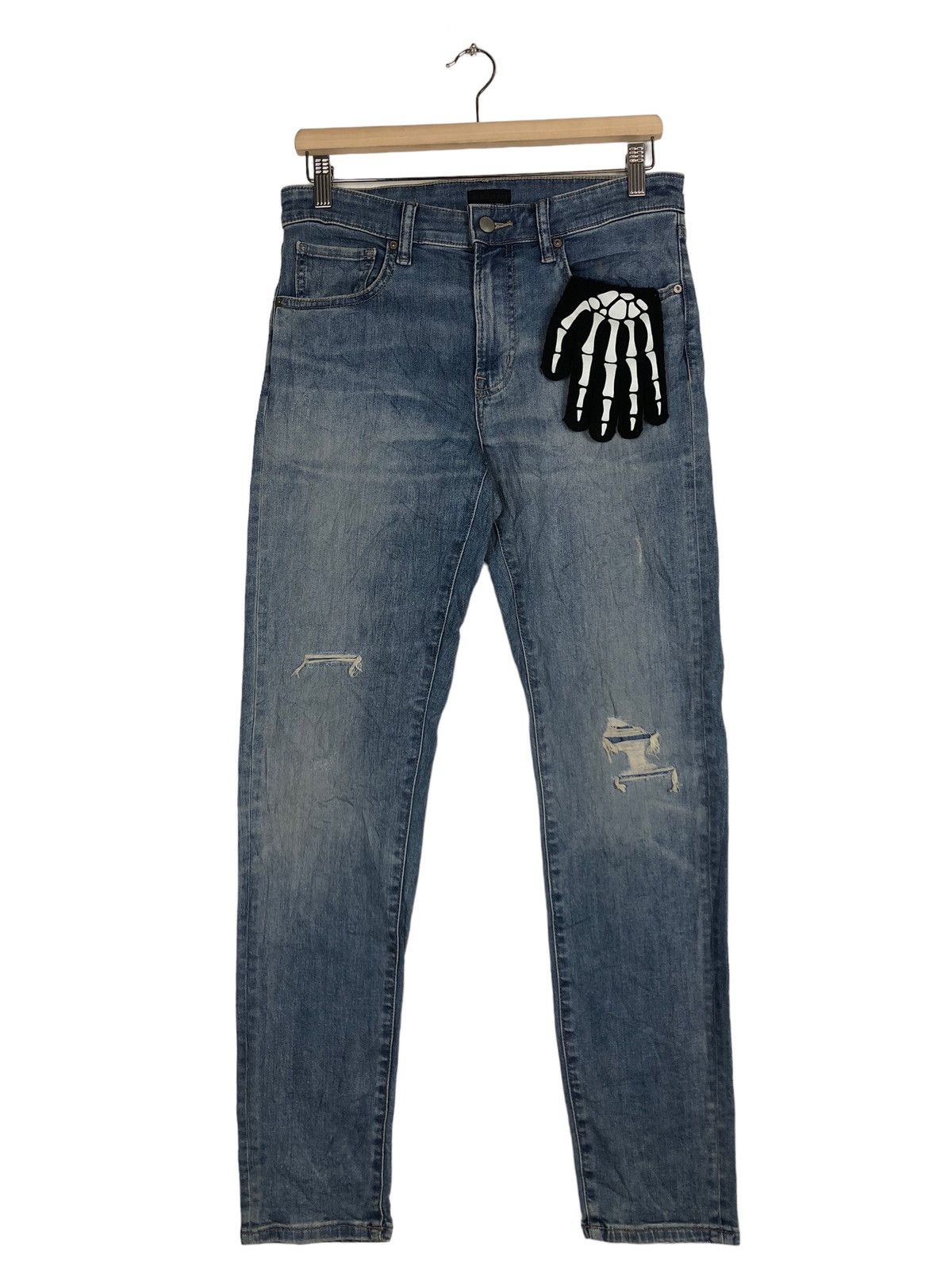 Japanese Brand 🔥PUNK DESIGN DISTRESSED DENIM UNIQLO JEANS JAPAN MADE Size US 28 / EU 44 - 1 Thumbnail