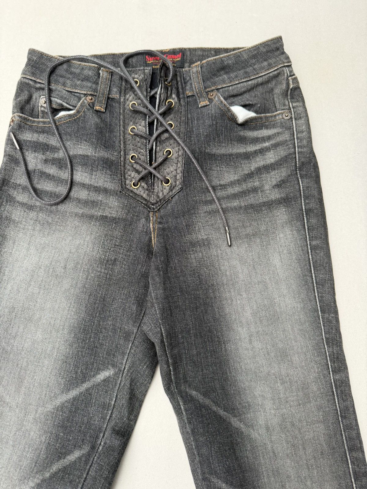Japanese Brand Sweat camel lace up flare jeans Size US 26 / EU 42 - 2 Thumbnail
