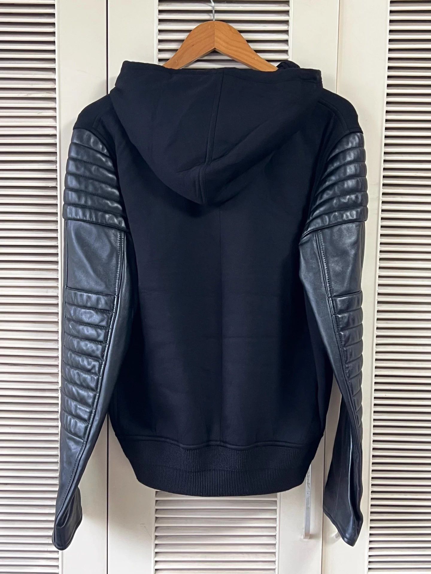 Givenchy Givenchy Men's Black Leather Panels Hooded Jacket 48 Size US M / EU 48-50 / 2 - 2 Thumbnail