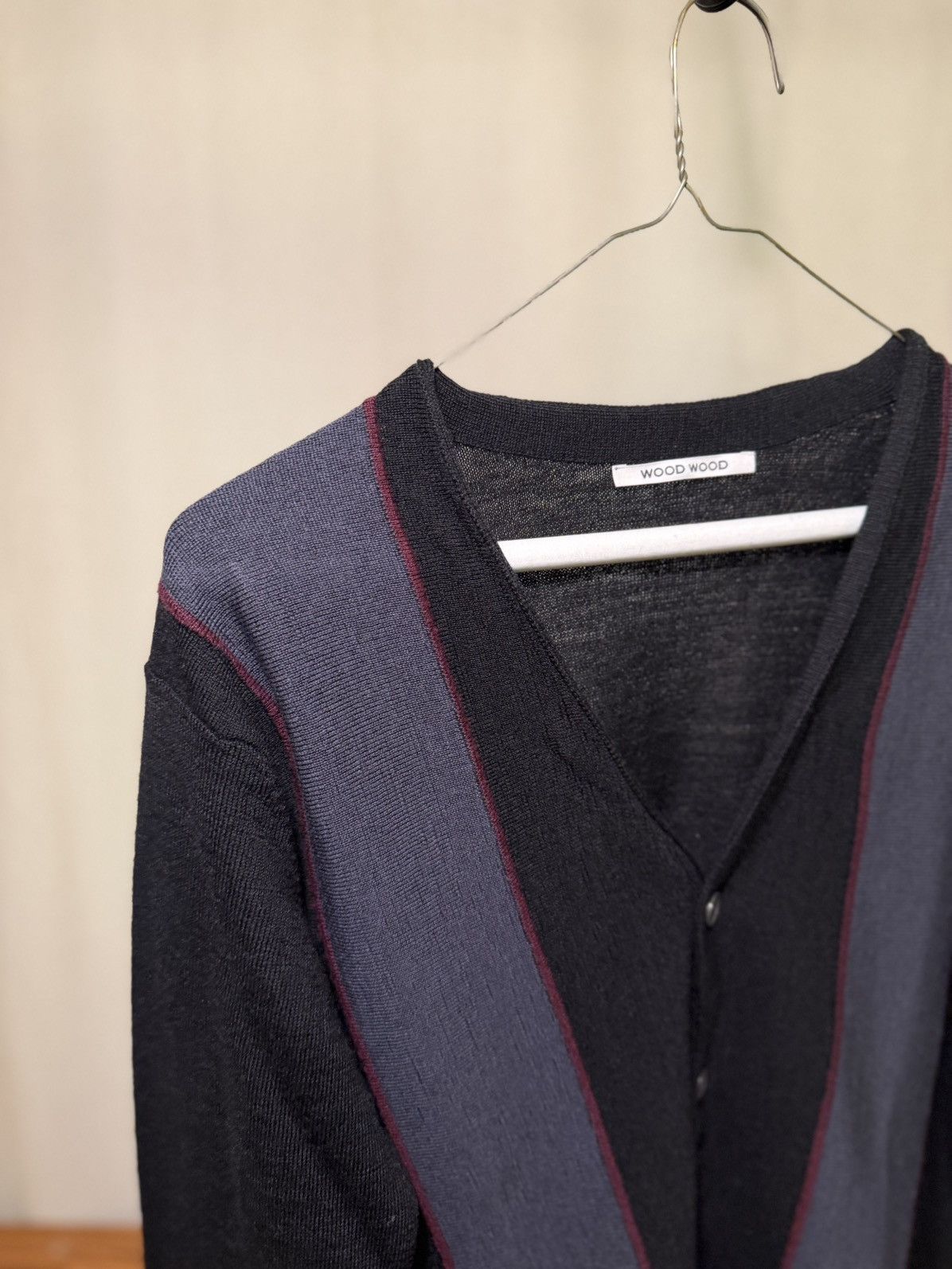 Wood Wood Wood Wood Panel Knit Cardigan – Black / Slate Size US S / EU 44-46 / 1 - 2 Thumbnail