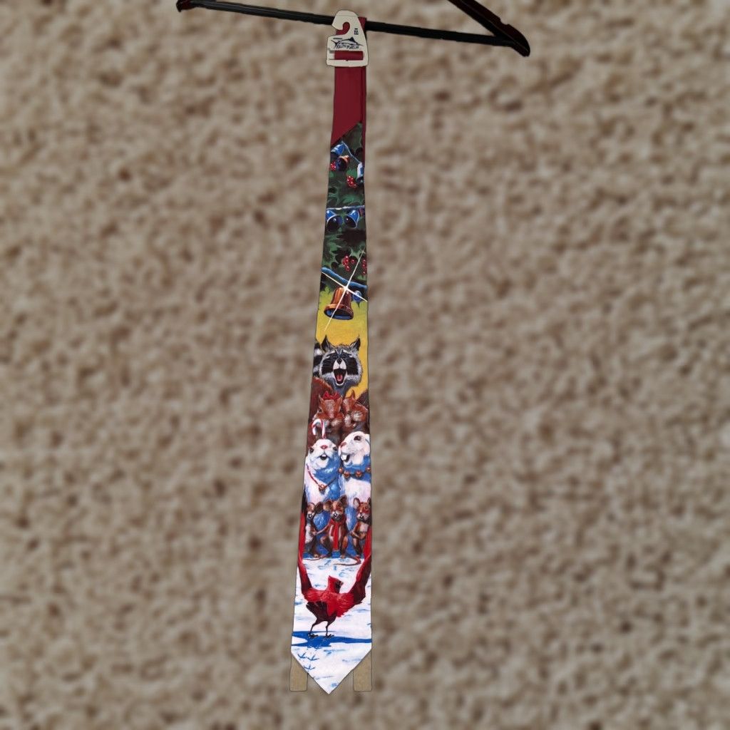 Vintage VINTAGE Ralph Marlin Mens Tie One Size Red Christmas Holiday Snow Man The Carolers Classic Pattern Size ONE SIZE - 1 Thumbnail