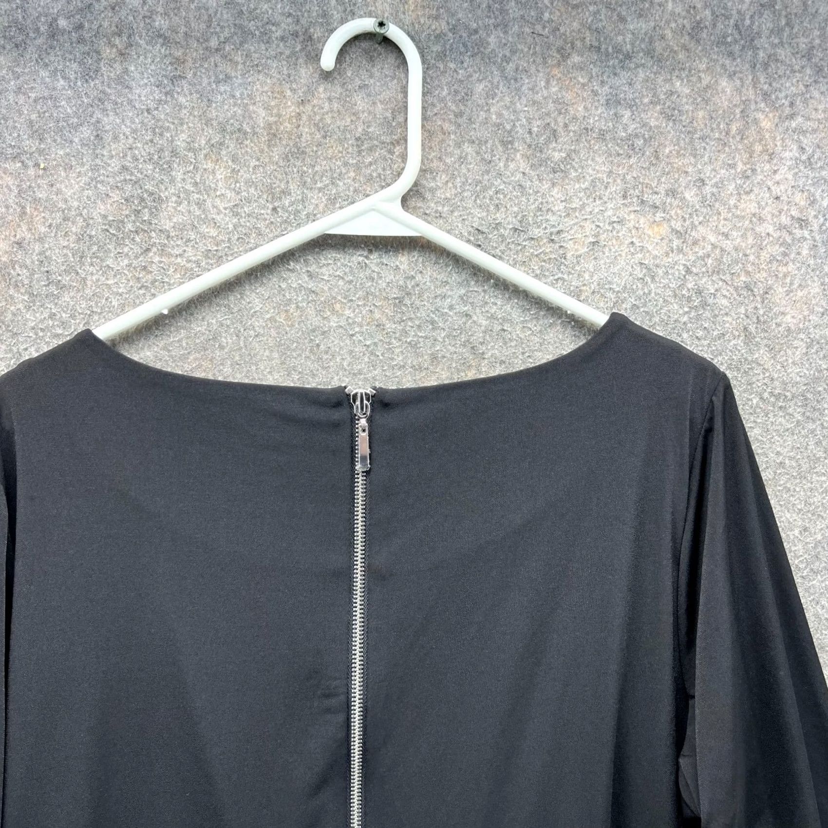 Vintage Chico's Dress Womens 2.5 Black 3/4 Sleeve Polyester Knit Shift Knee Length Preppy Size XS / US 0-2 / IT 36-38 - 3 Thumbnail