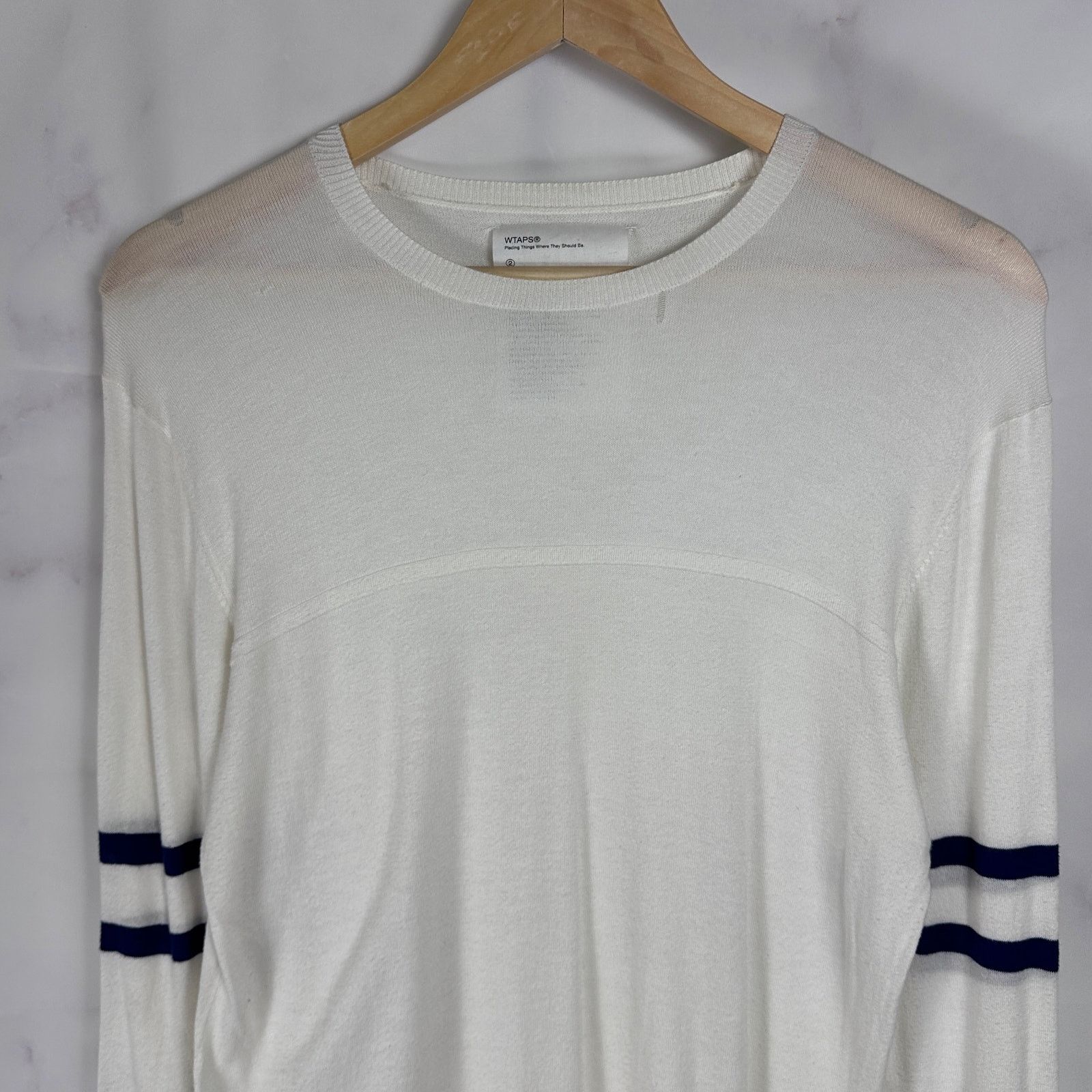 Wtaps White Sleeve Stripe Sweater Size US M / EU 48-50 / 2 - 2 Thumbnail