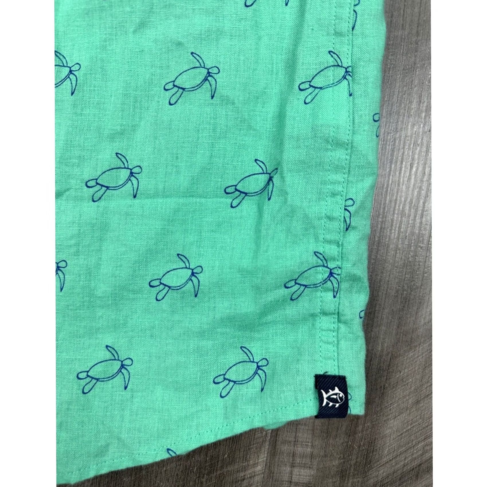 Southern Tide Southern Tide Linen Blend Turtle Cove Short Sleeve Sport Button Down Shirt S Mens Small Jade Green Size US 29 - 7 Thumbnail