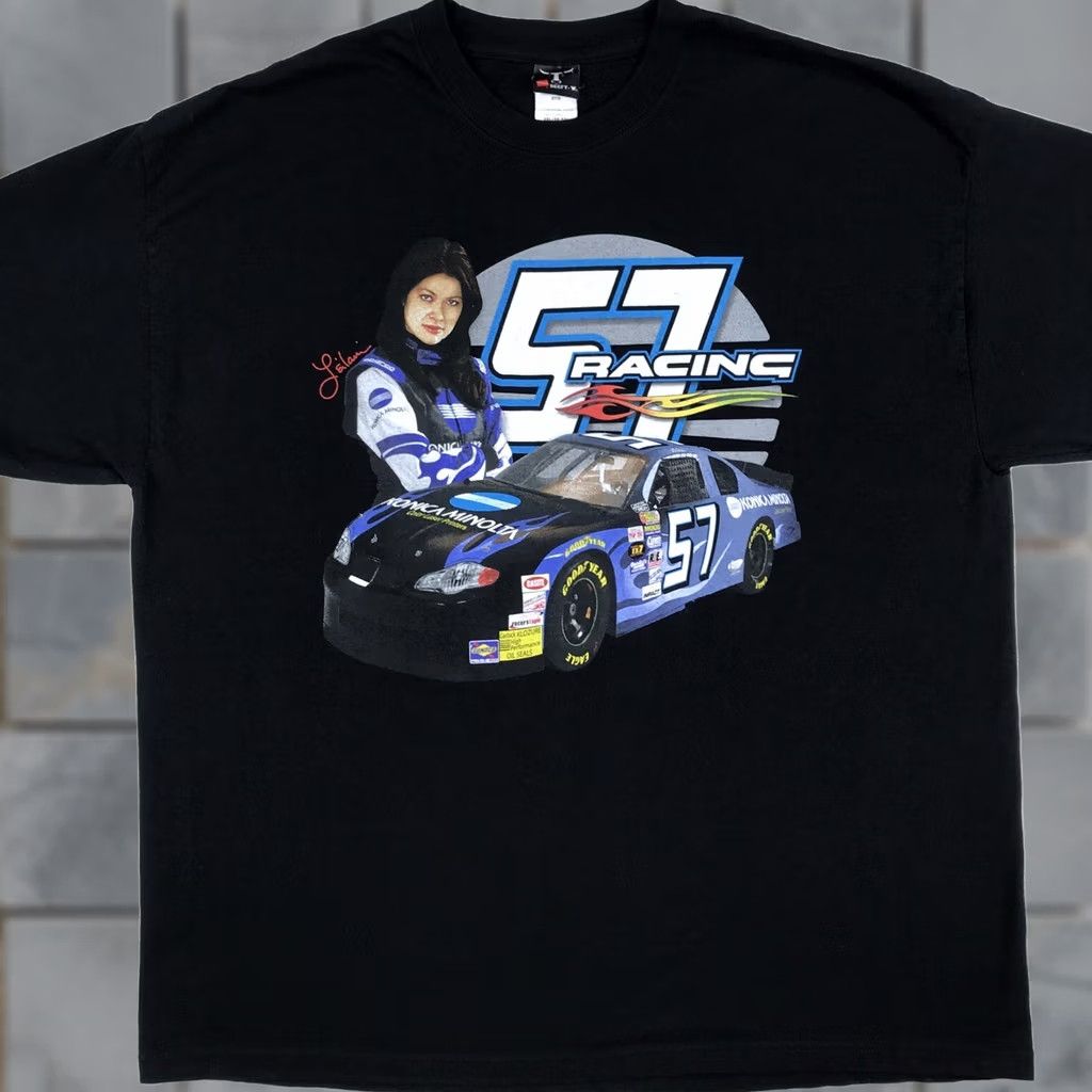 NASCAR VINTAGE NASCAR T-Shirt 2XL Black Men Short Sleeve Double-Sided 80s 90s Konica Minolta Goodyear Leilani Munter Racing Size US XXL / EU 58 / 5 - 1 Thumbnail