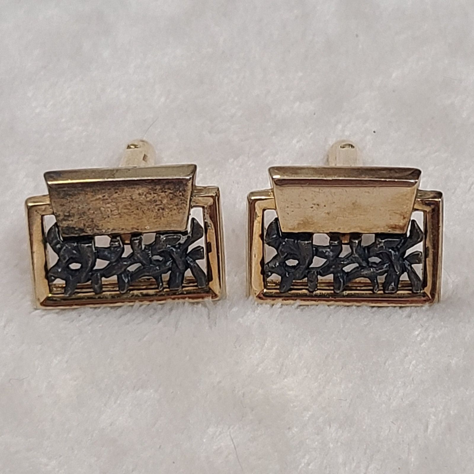 Vintage Vintage Anson Gold Tone & Black Cufflinks Size ONE SIZE - 1 Thumbnail