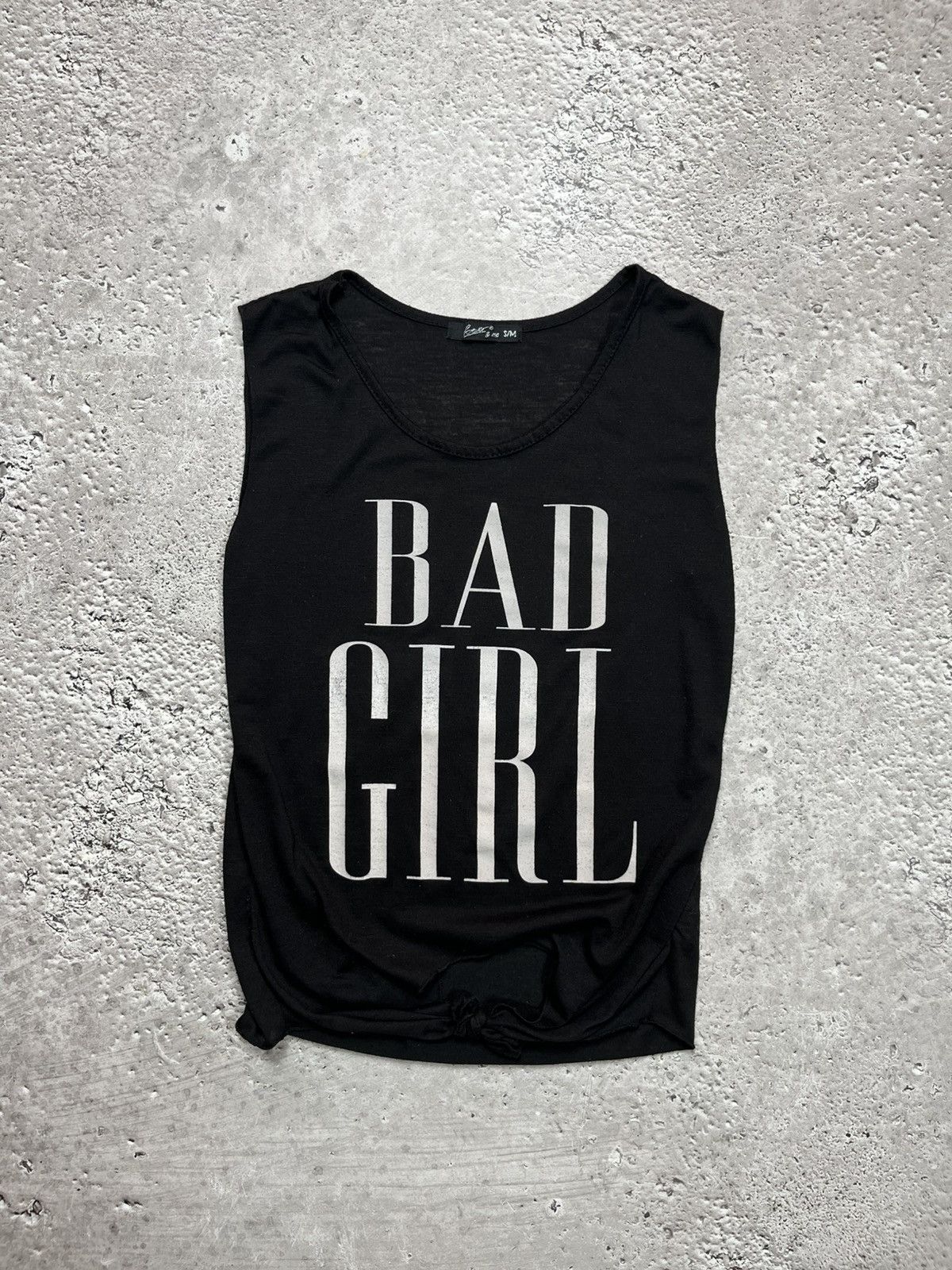 Other Y2K Black Sleeveless Top Bad Girl Print Knot Hem S/M Size S / US 4 / IT 40 - 2 Thumbnail