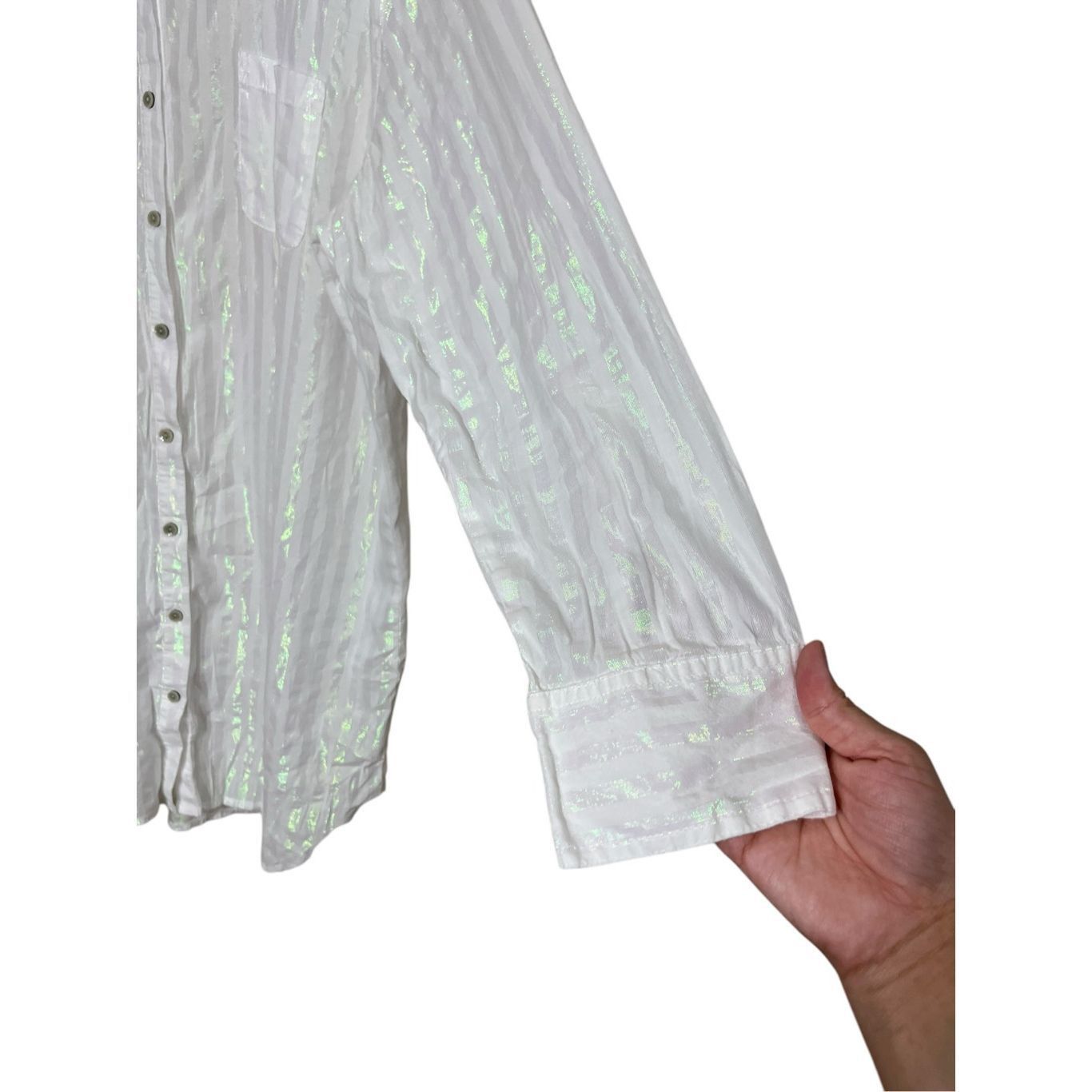 Victoria's Secret Victoria's Secret White Long Sleeve Button Up Sleep Shirt Sh Size XL / US 12-14 / IT 48-50 - 4 Thumbnail