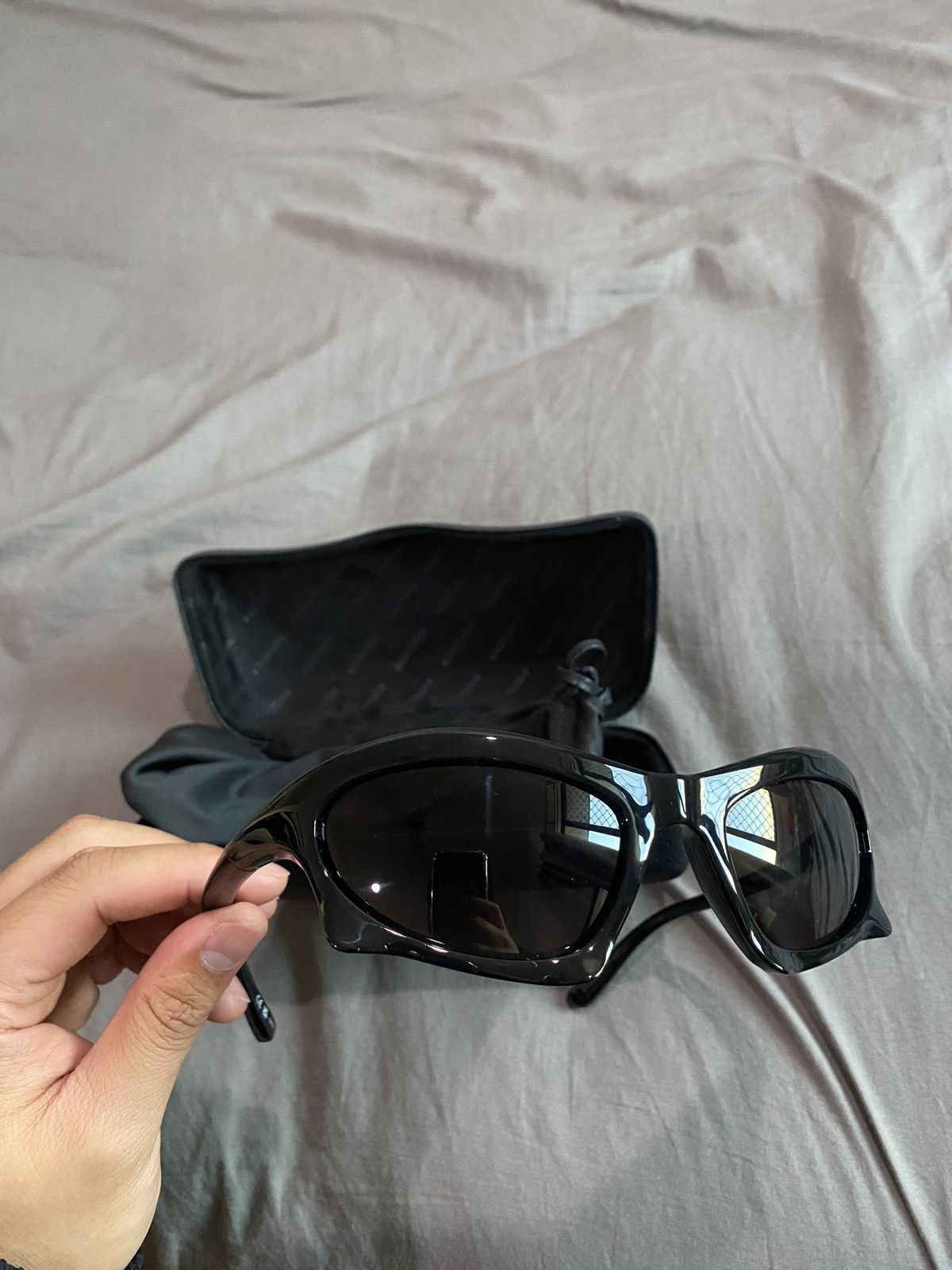 image of Balenciaga Bag Rectangle Sunglasses in Black, Men's