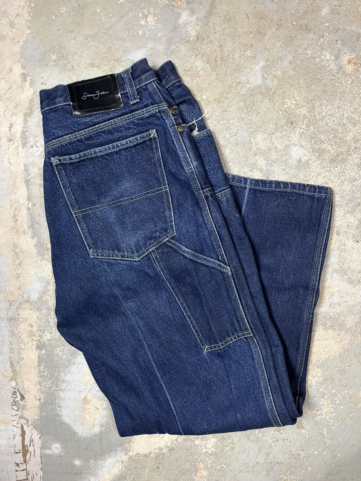 Sean John × Vintage Baggy Vintage Sean Jean Y2K 2000s Denim Double Knees Size US 33 - 3 Thumbnail