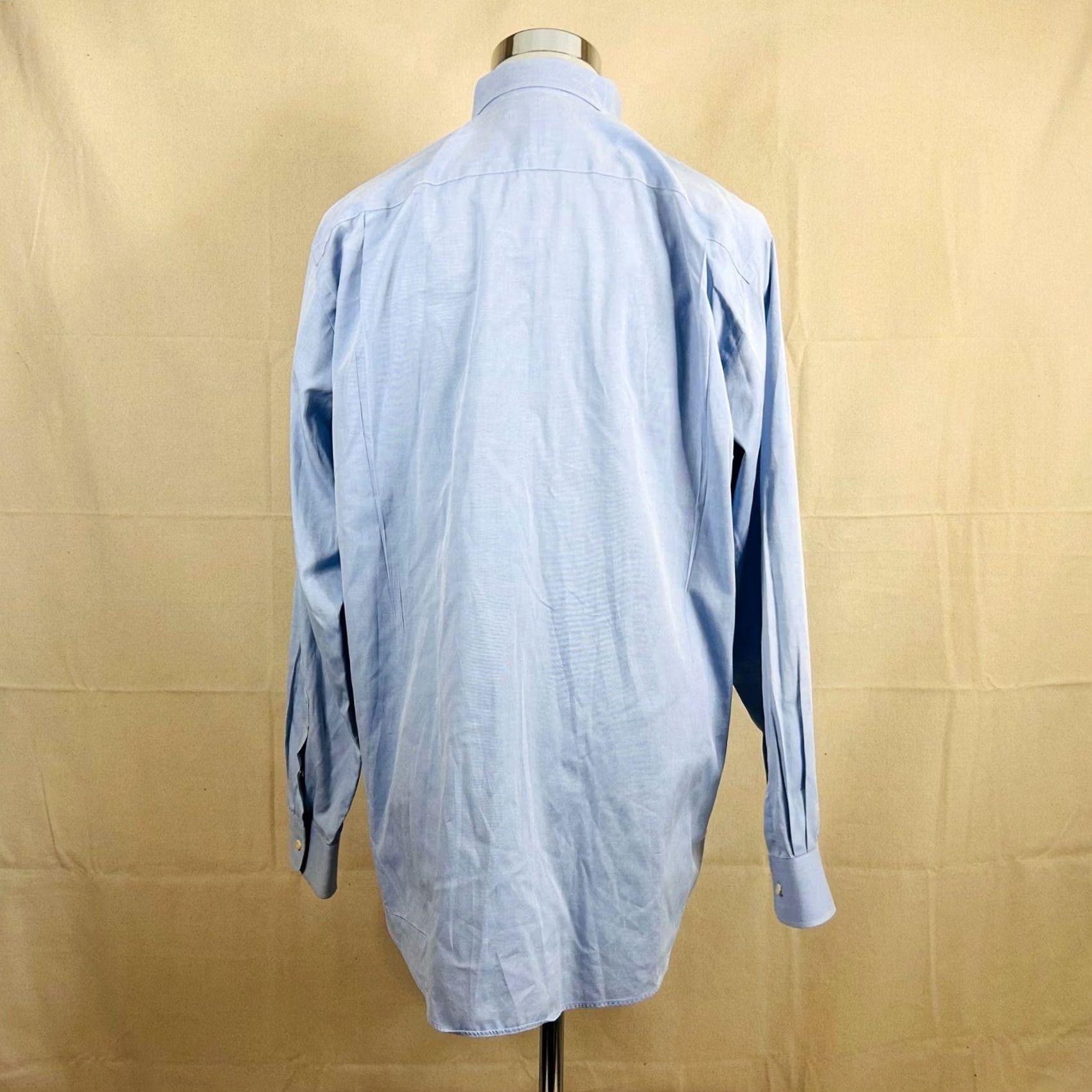 Nordstrom Nordstrom Dress Shirt Men 2x2 Pinpoint Cotton Light Blue 16.5 35 Button-Down- Collar Pocket Long Sleeve Regular Fit Mens Size 46R - 5 Thumbnail