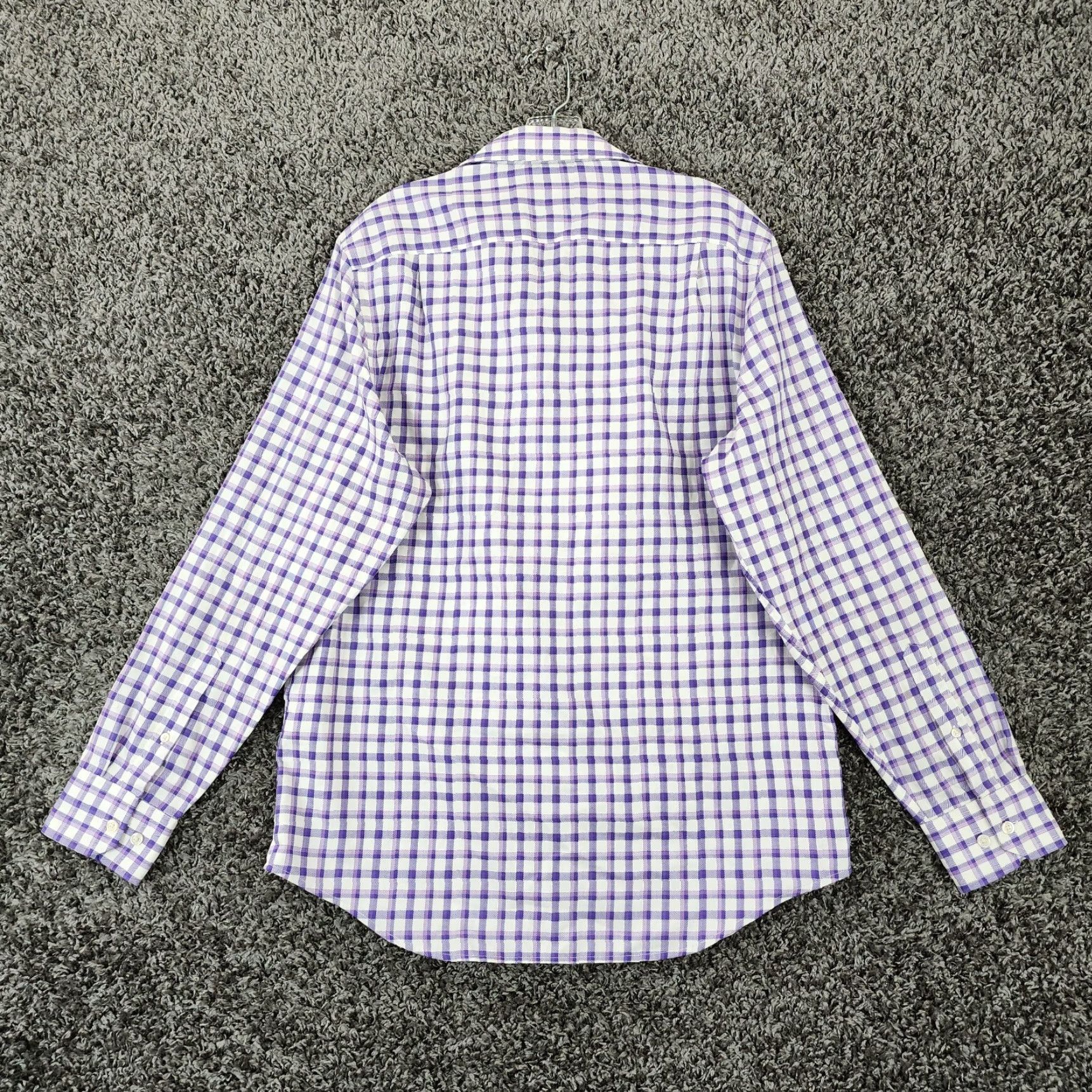 Banana Republic Banana Republic Plaid Long Sleeve Slim Dress Shirt Mens Purple Large Size 42R - 5 Thumbnail